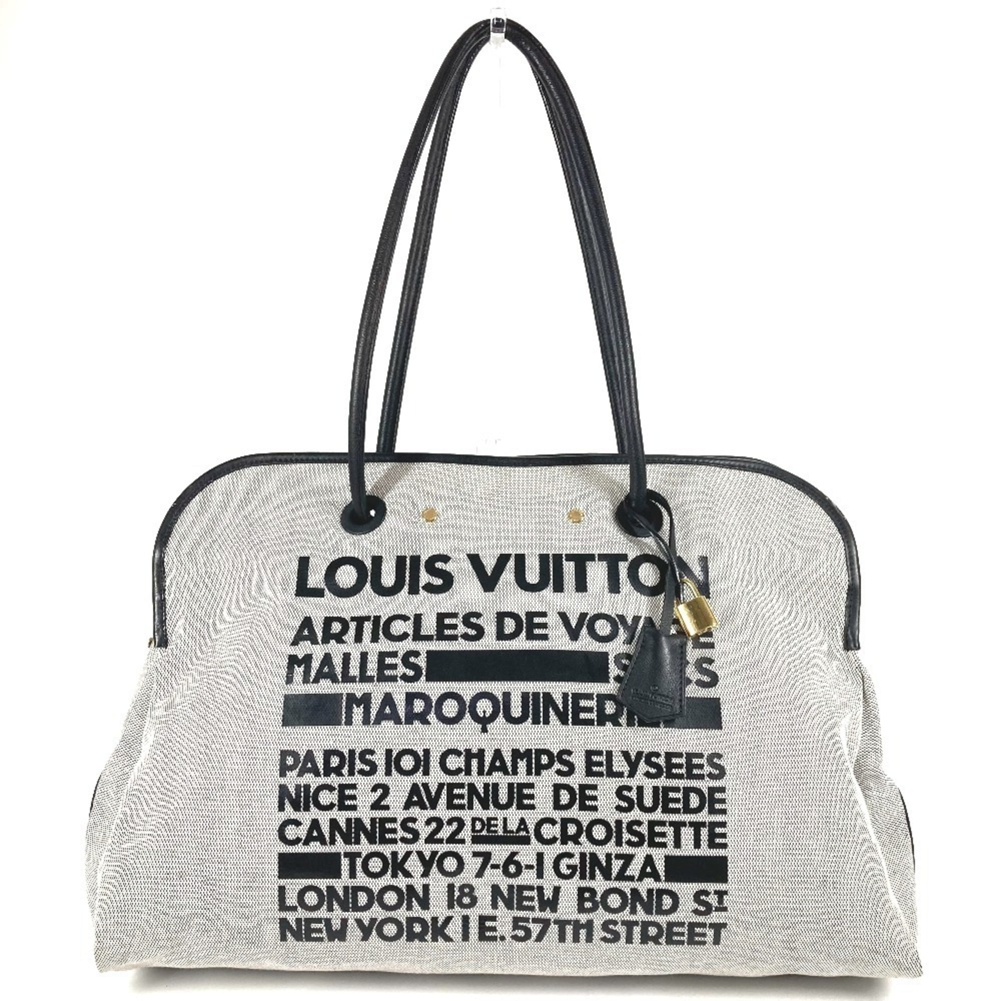 Louis Vuitton Black Galle Yellow Leather Canvas Boston Bag Shoulder Bag Tote Bag