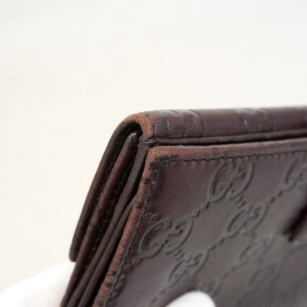 Gucci Brown Leather Long Wallet (Bi-Fold) (Pre-Owned)