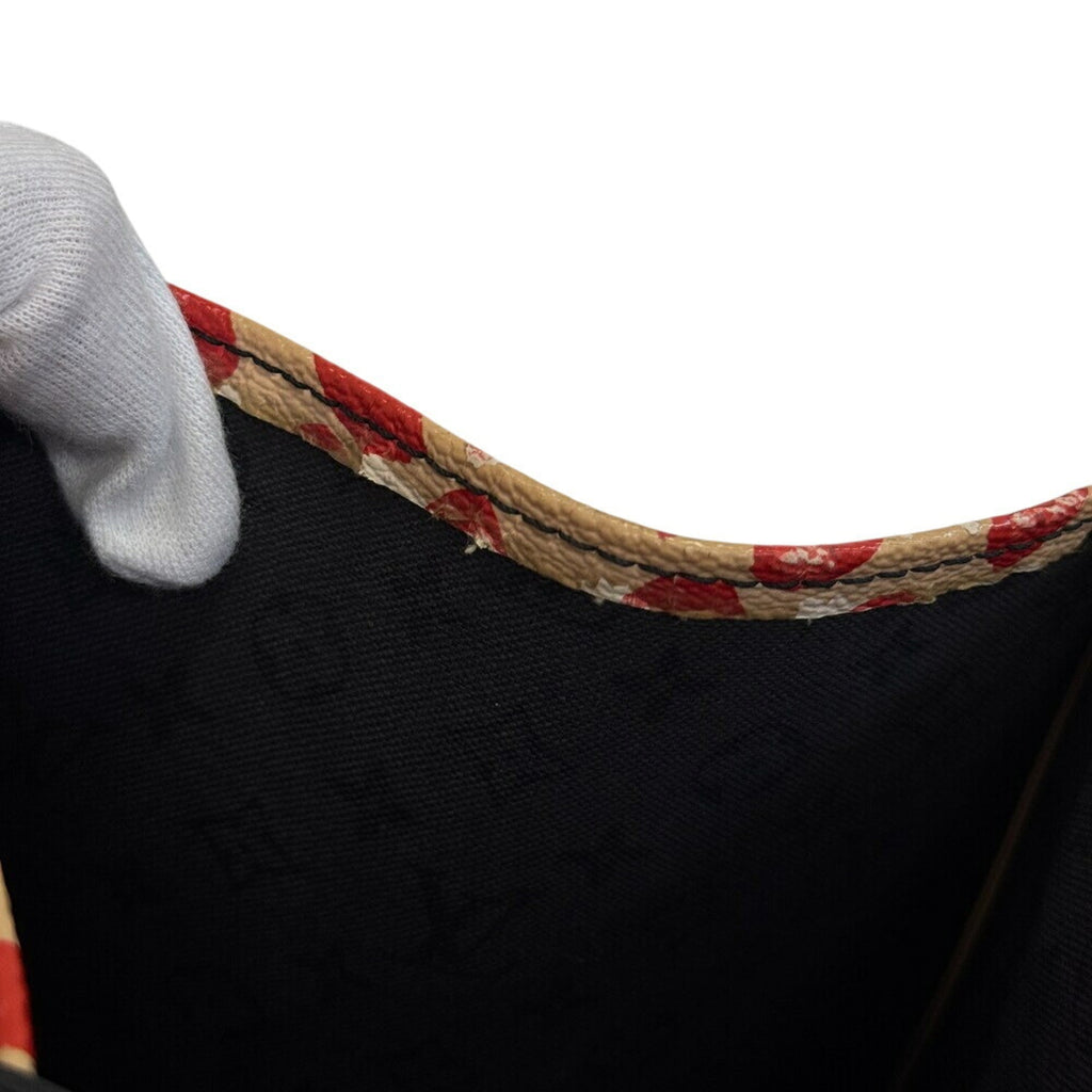 Louis Vuitton Beige Black Multi-Color Red Color Leather Handbag Shoulder Bag Tote Bag