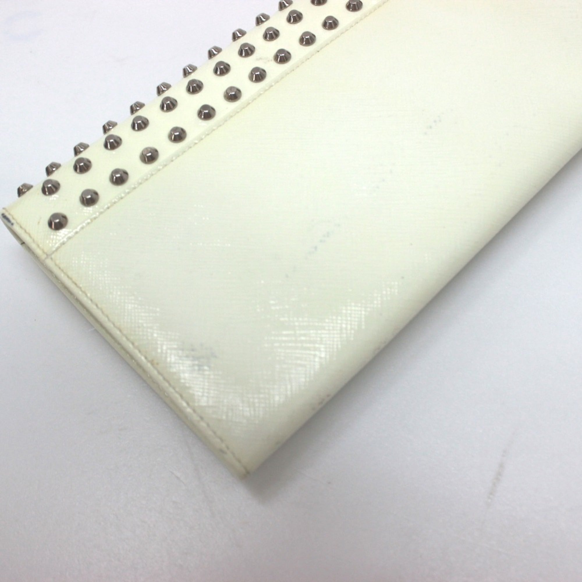Prada White Leather Long Wallet (Bi-Fold)