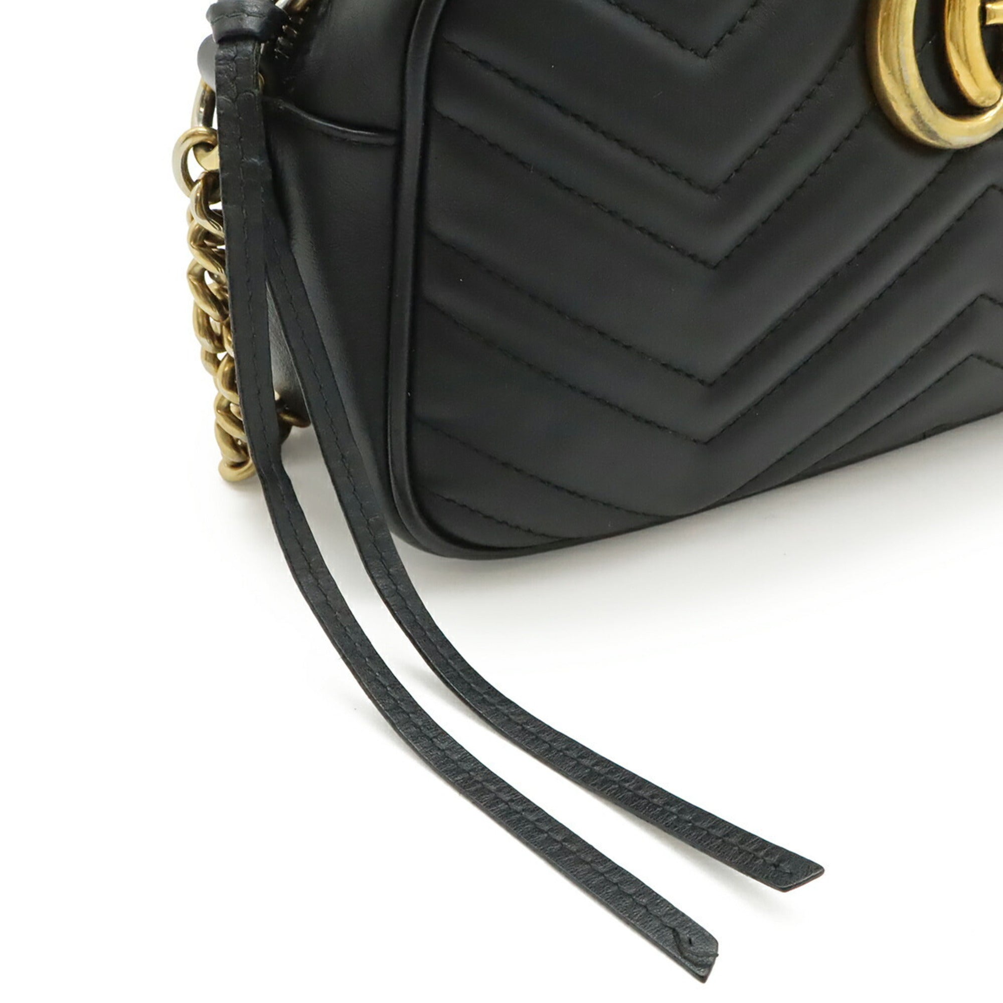 Gucci Gg Marmont Black Leather Shoulder Bag (Pre-Owned)
