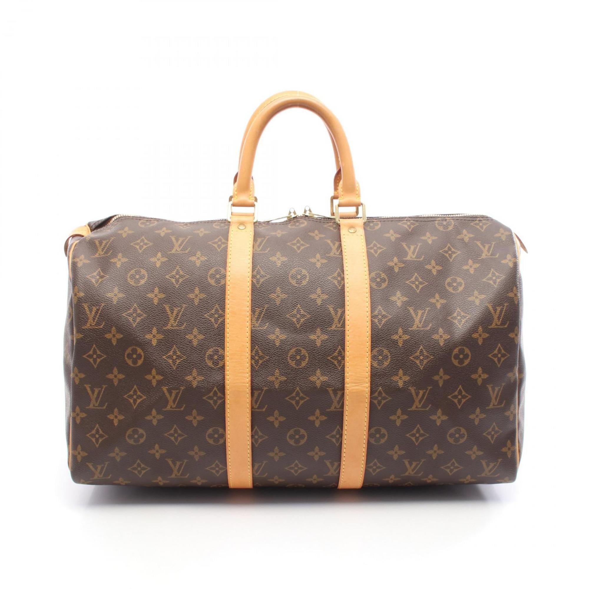 Louis Vuitton Brown Coated Canvas Leather Boston Bag