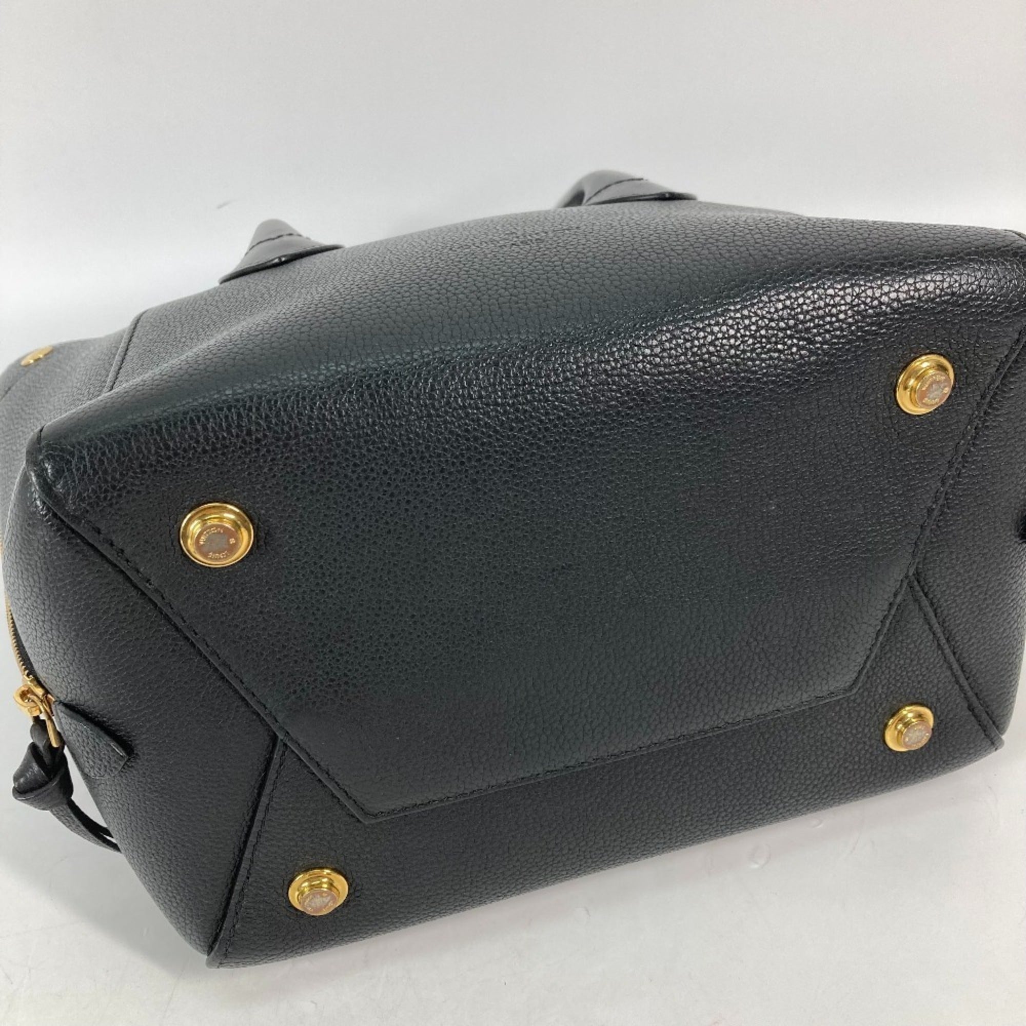Louis Vuitton Black Noir Leather Handbag Shoulder Bag Tote Bag