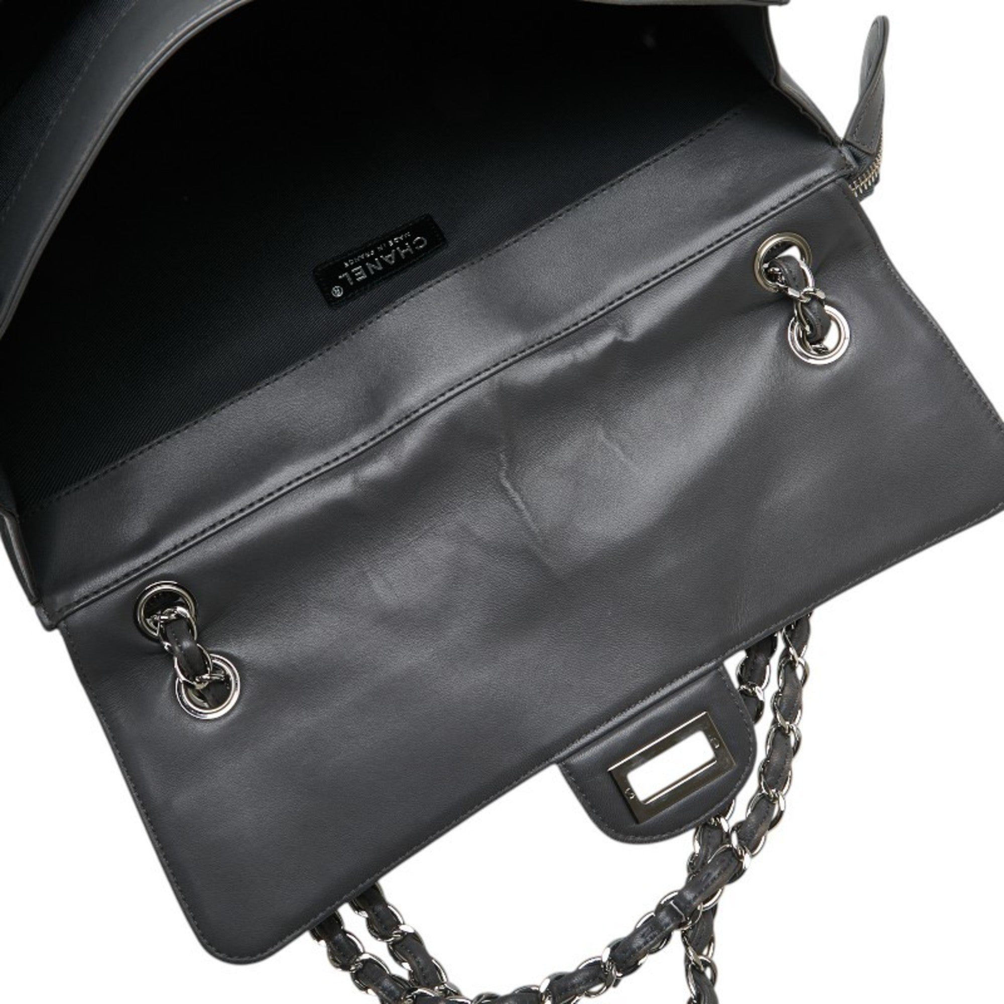 Chanel Gray Leather Shoulder Bag