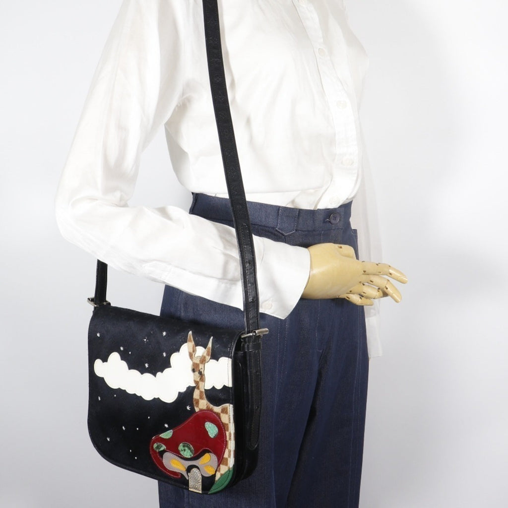 Louis Vuitton Black Monogram Satin Monogram Vernis Leather Shoulder Bag