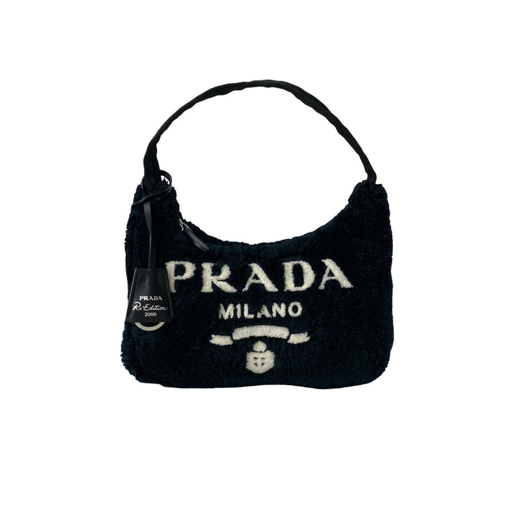 Prada Black Pile Fabric Handbag Shoulder Bag