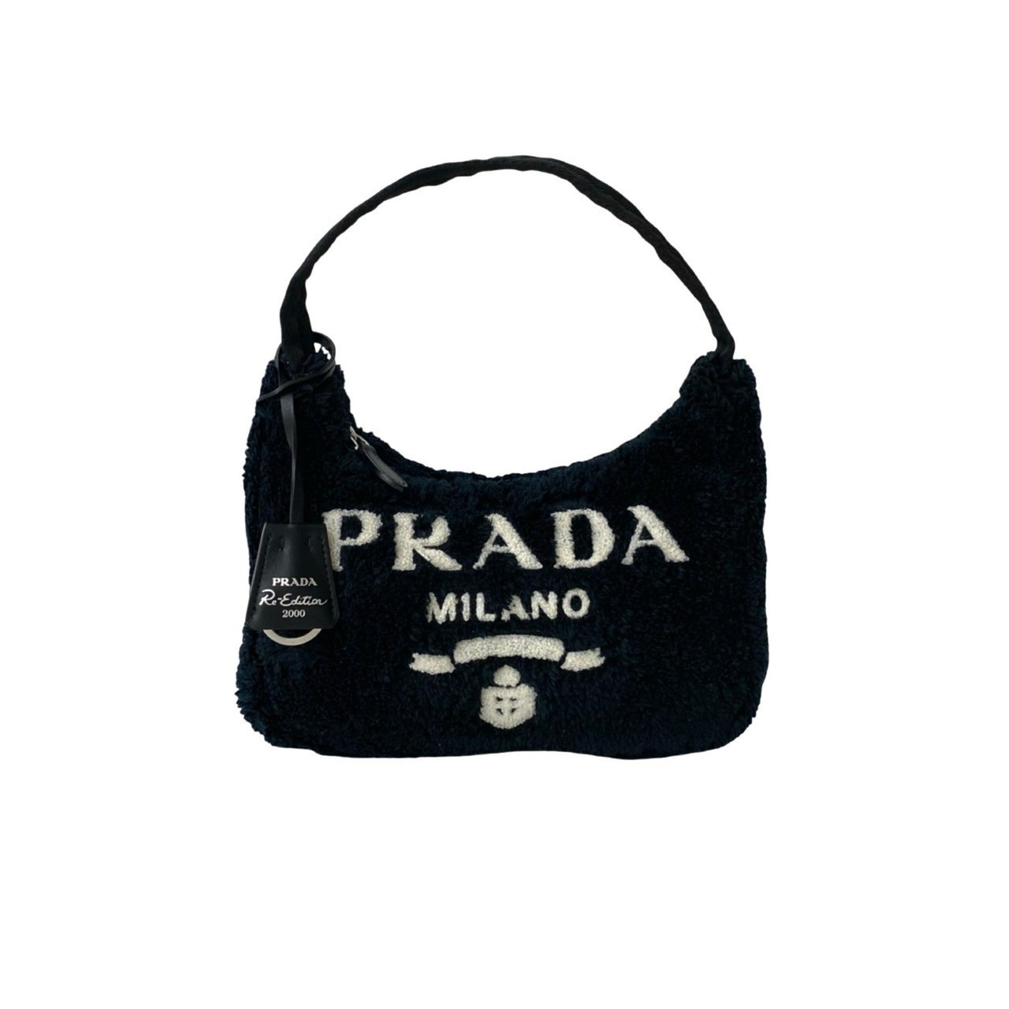 Prada Black Pile Fabric Handbag Shoulder Bag