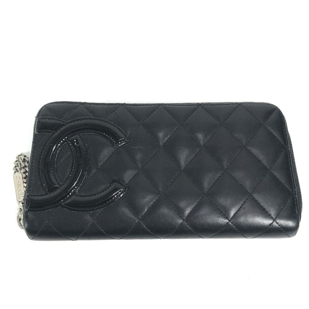 Chanel Cambon Black Leather Long Wallet (Bi-Fold)