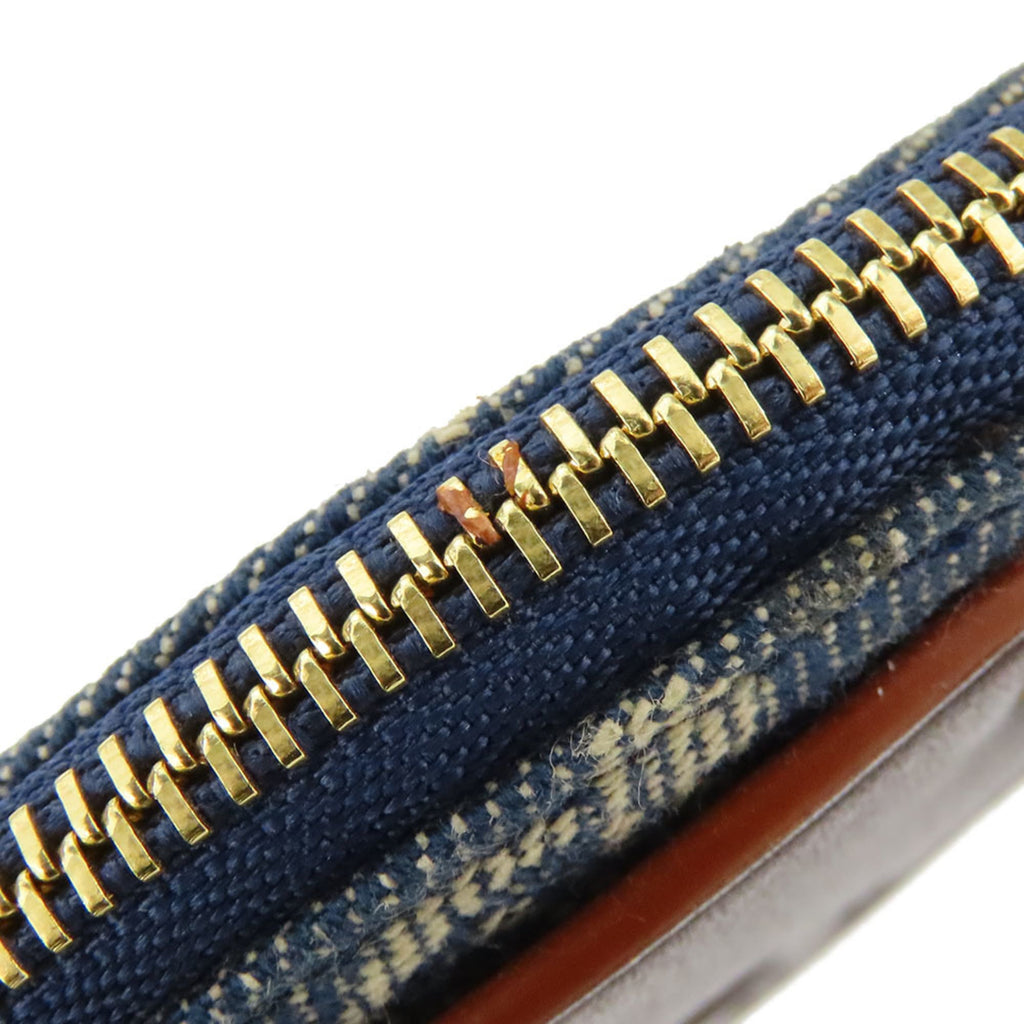 Celine Blue Brown Denim Leather Coin Purse/Coin Case