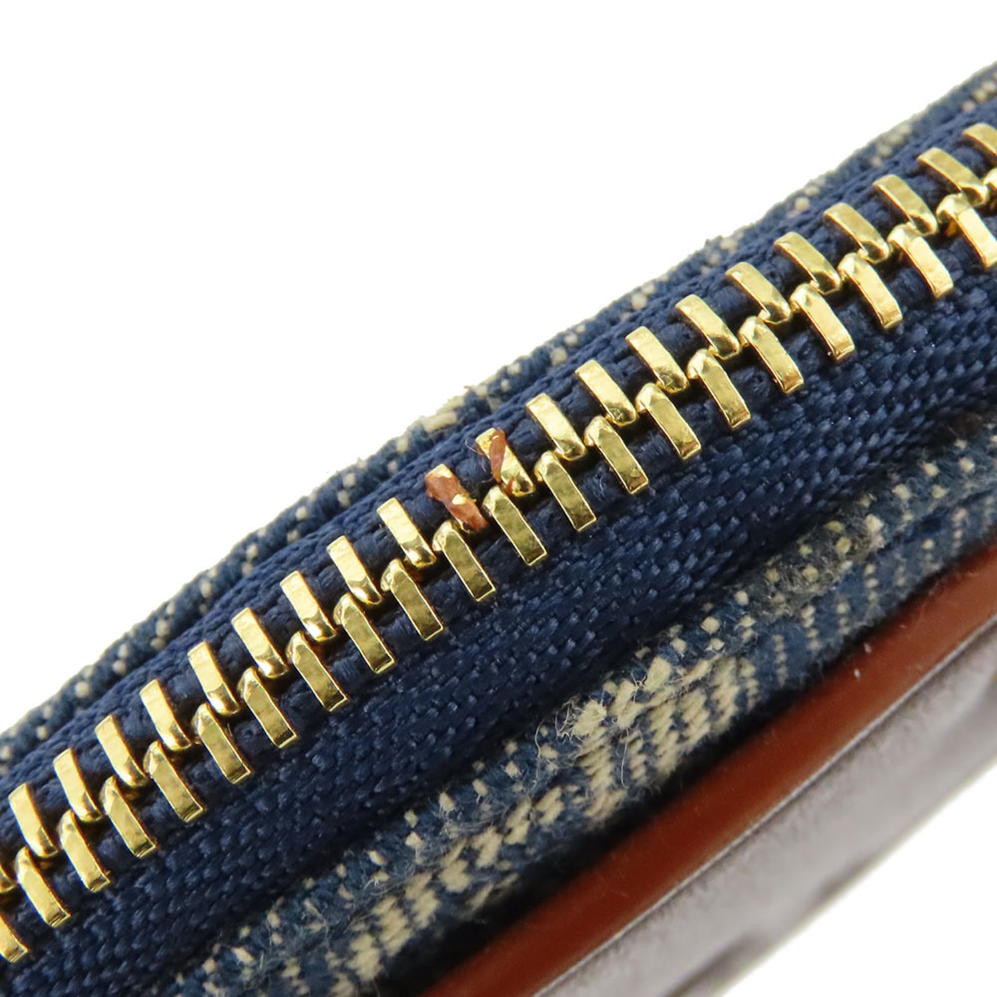Celine Blue Brown Denim Leather Coin Purse/Coin Case