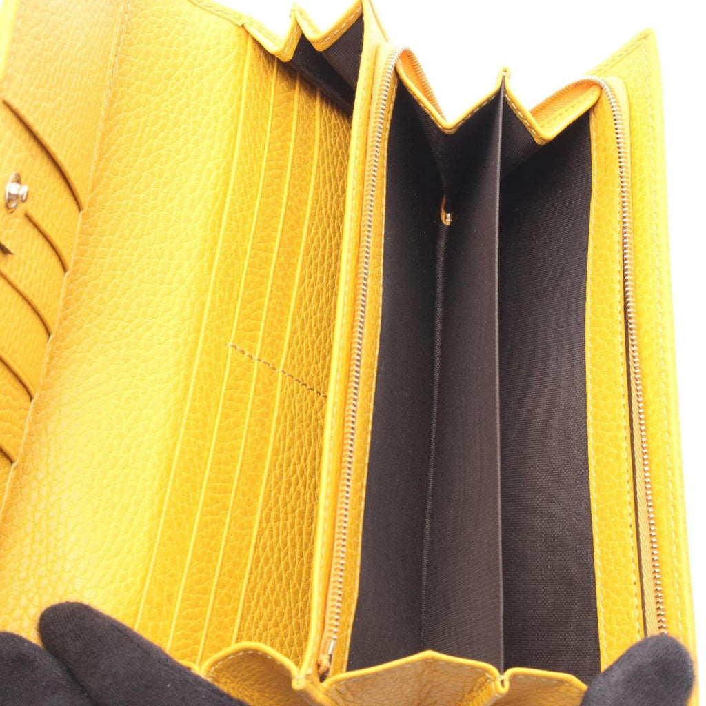 Gucci Yellow Leather Long Wallet (Bi-Fold) (Pre-Owned)