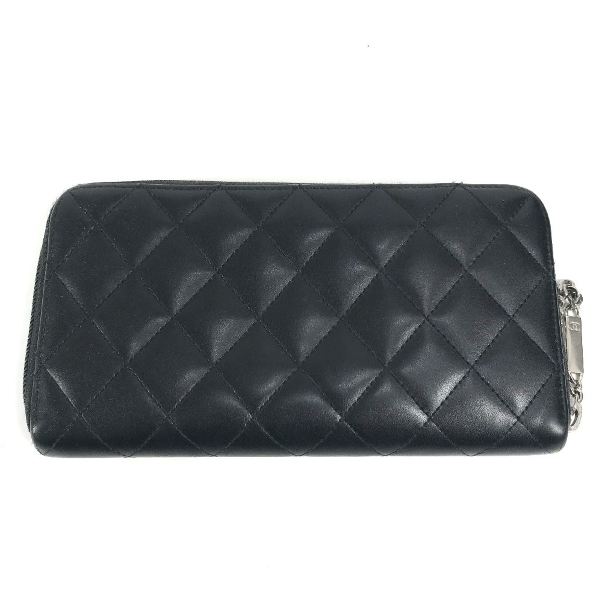 Chanel Cambon Black Leather Long Wallet (Bi-Fold)