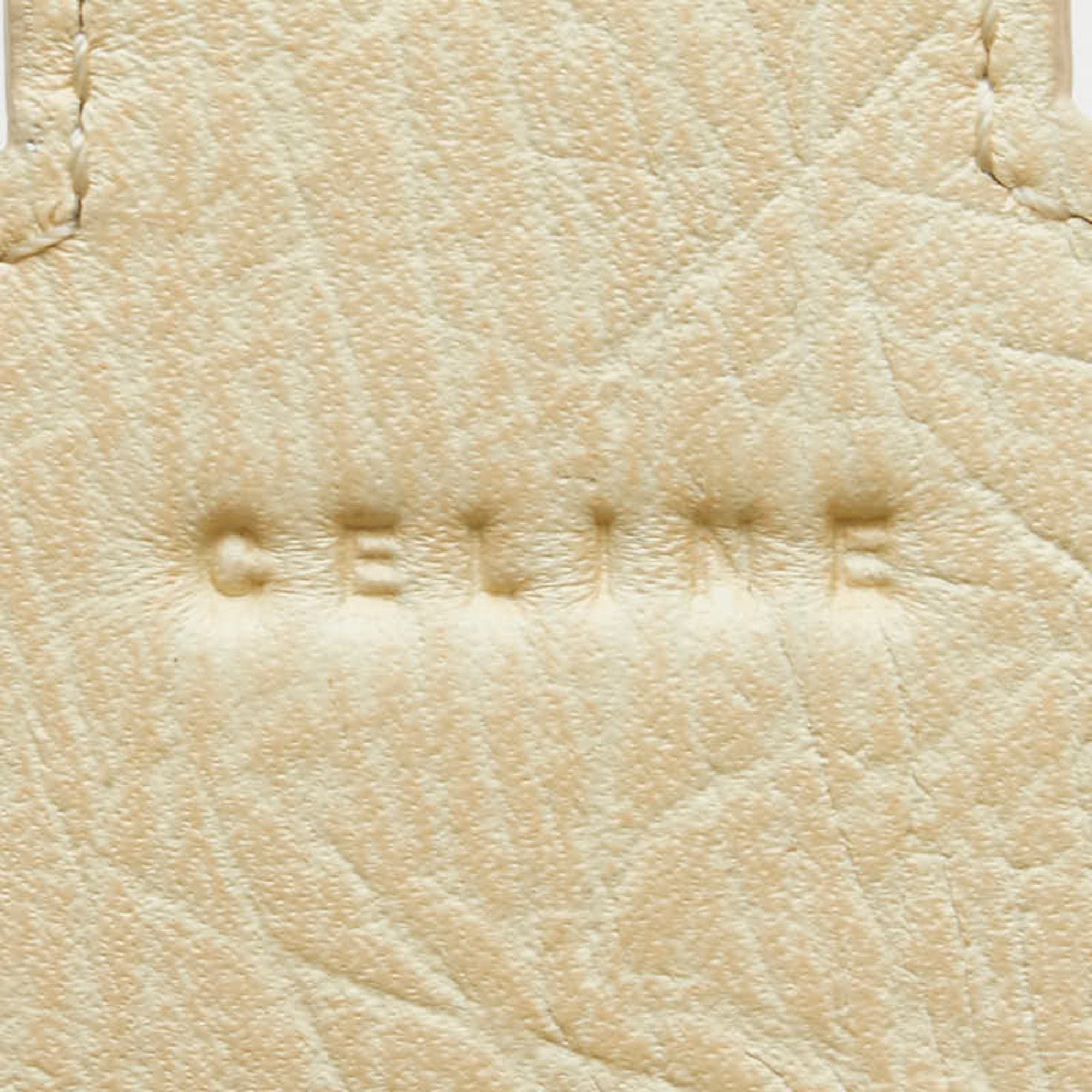 Celine Brown Ivory Canvas Leather Long Wallet (Bi-Fold)