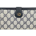 Gucci Gg Supreme Beige Navy Pvc Leather Long Wallet (Bi-Fold) (Pre-Owned)