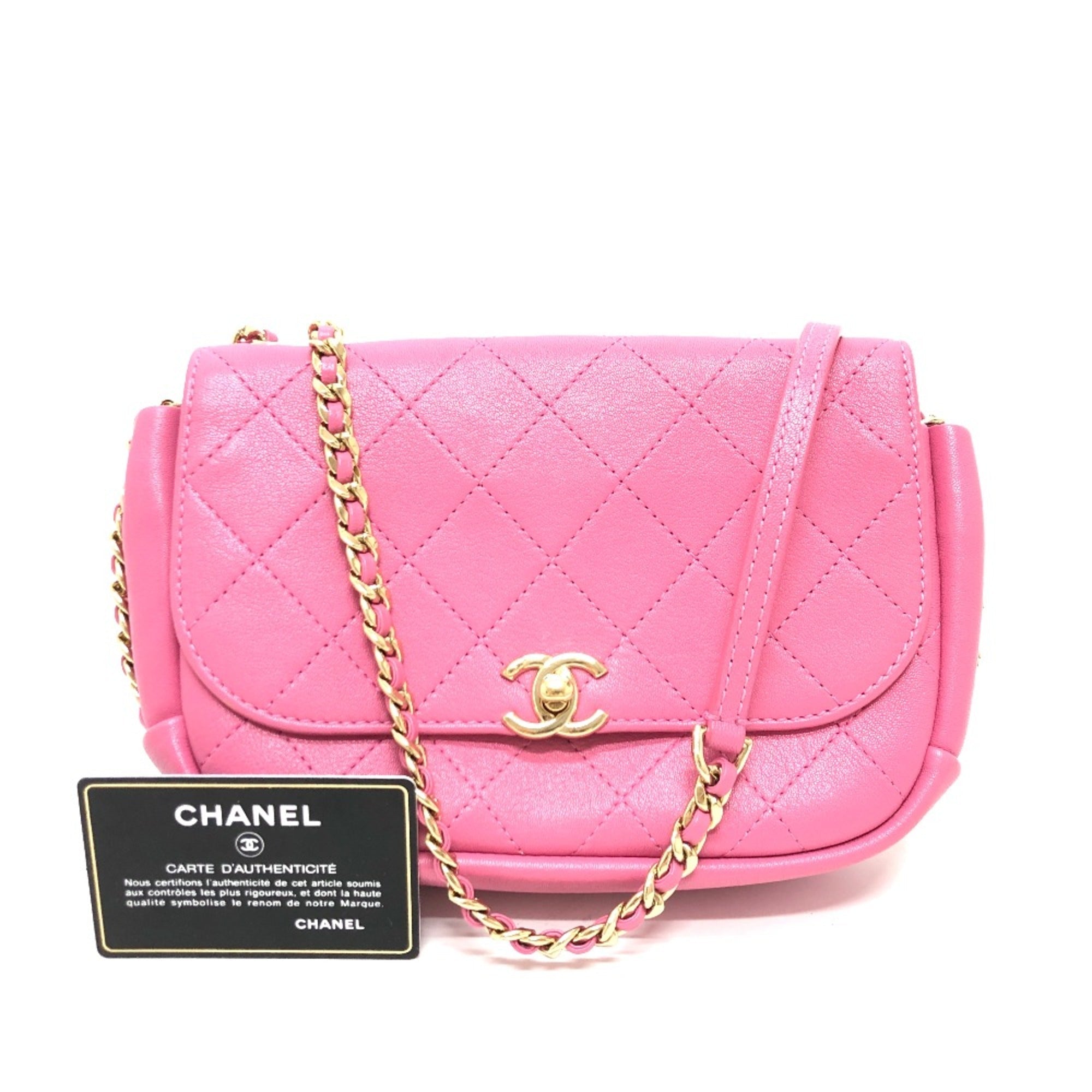 Chanel Pink Leather Shoulder Bag