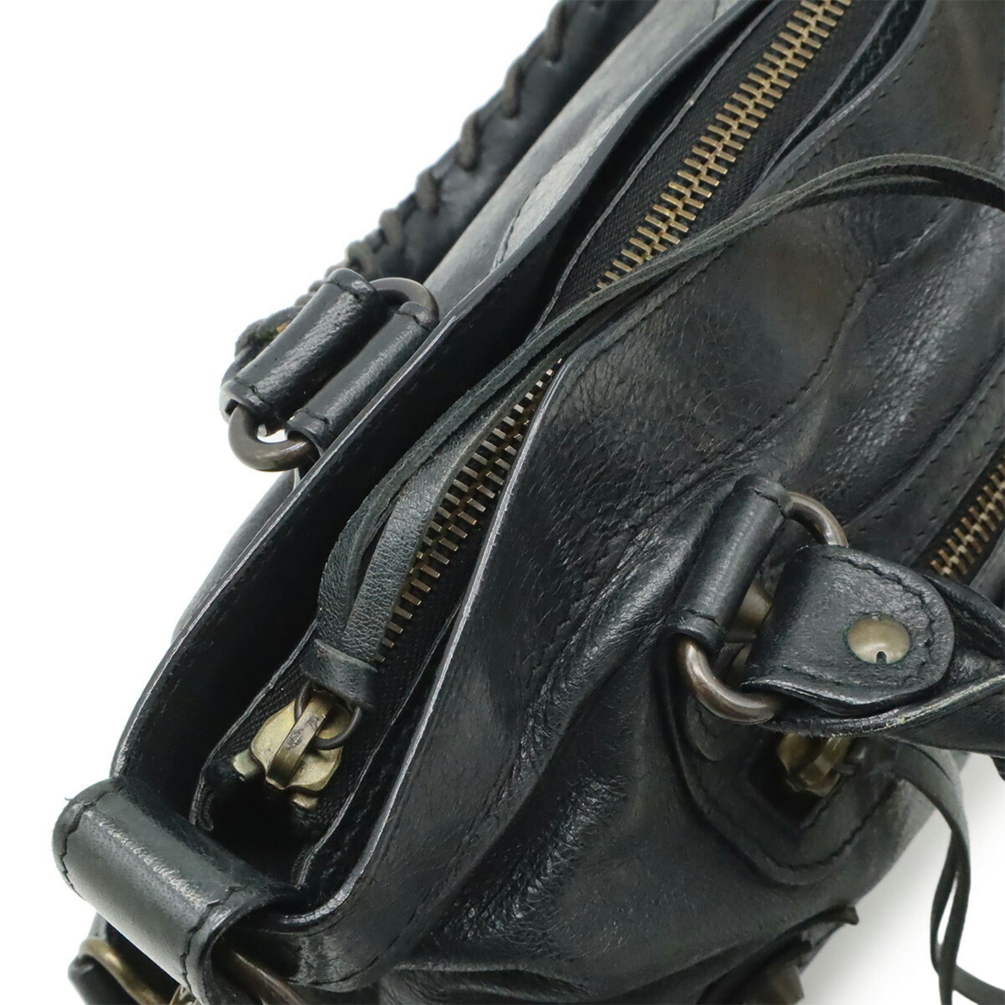 Balenciaga Black Leather Handbag Shoulder