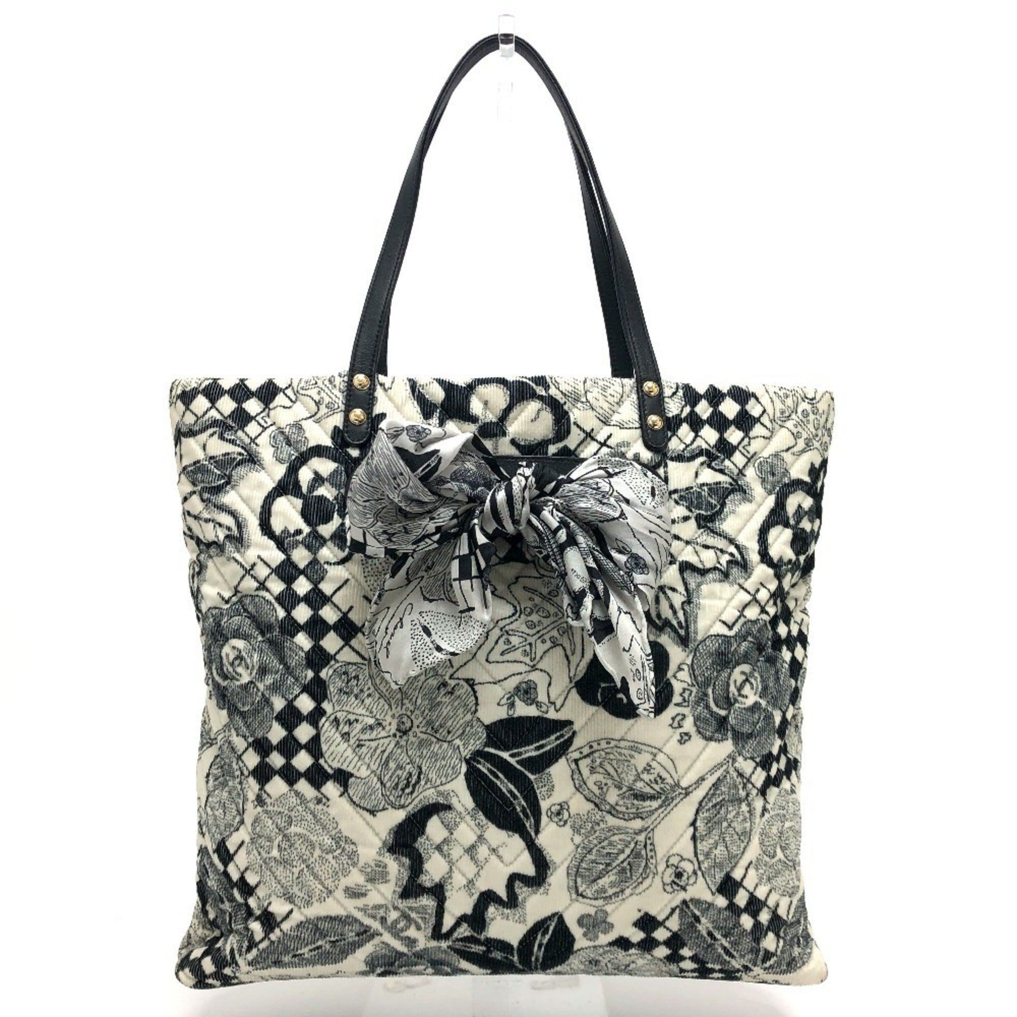 Chanel Black White Canvas Handbag Tote Bag
