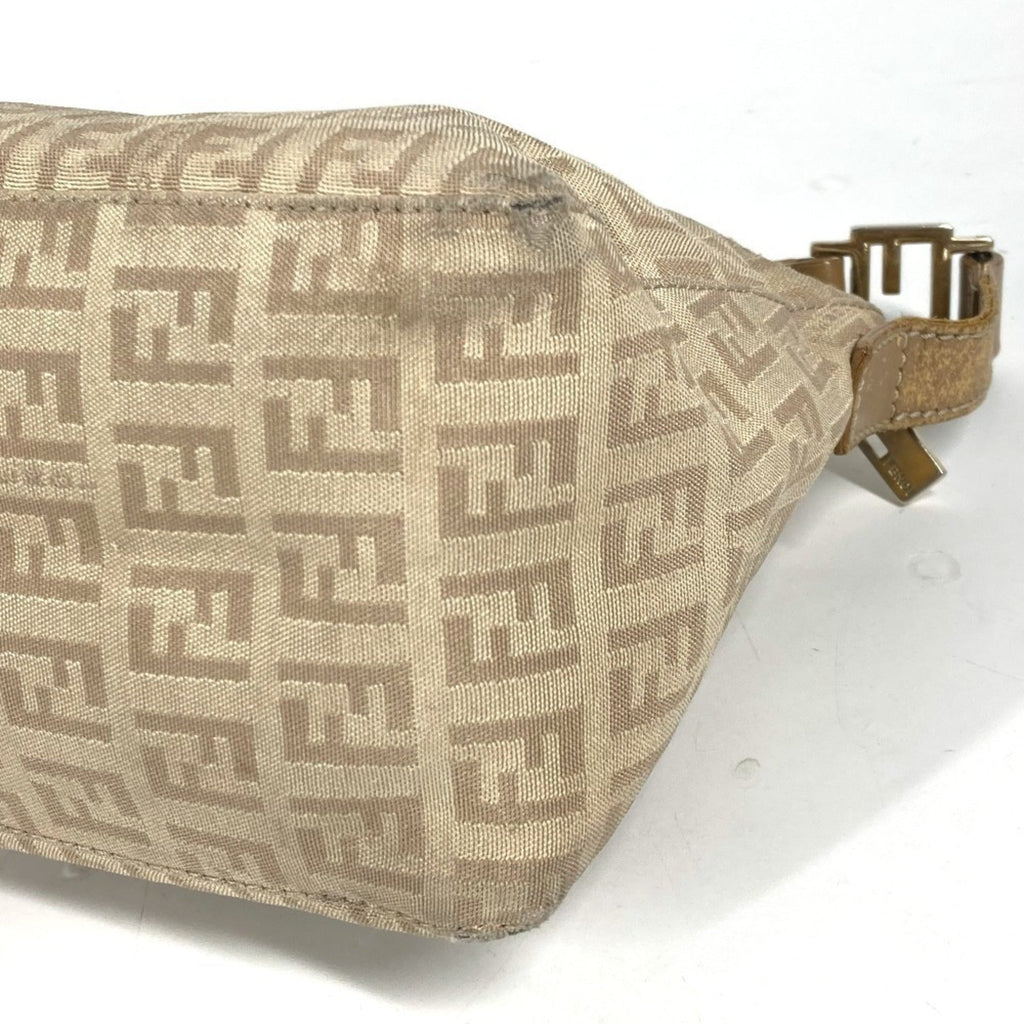 Fendi Beige Leather Canvas Shoulder Bag