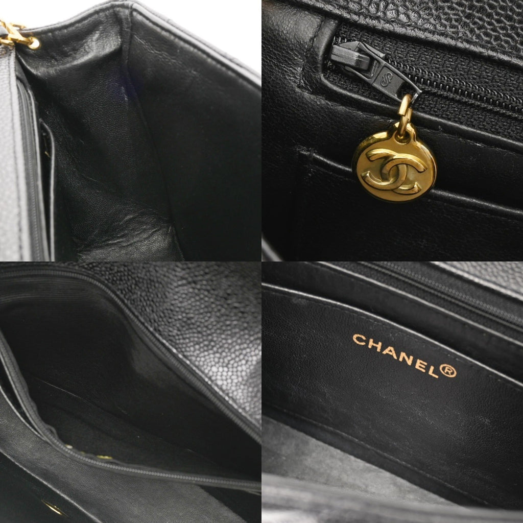 Chanel Black Grained Calfskin Shoulder Bag