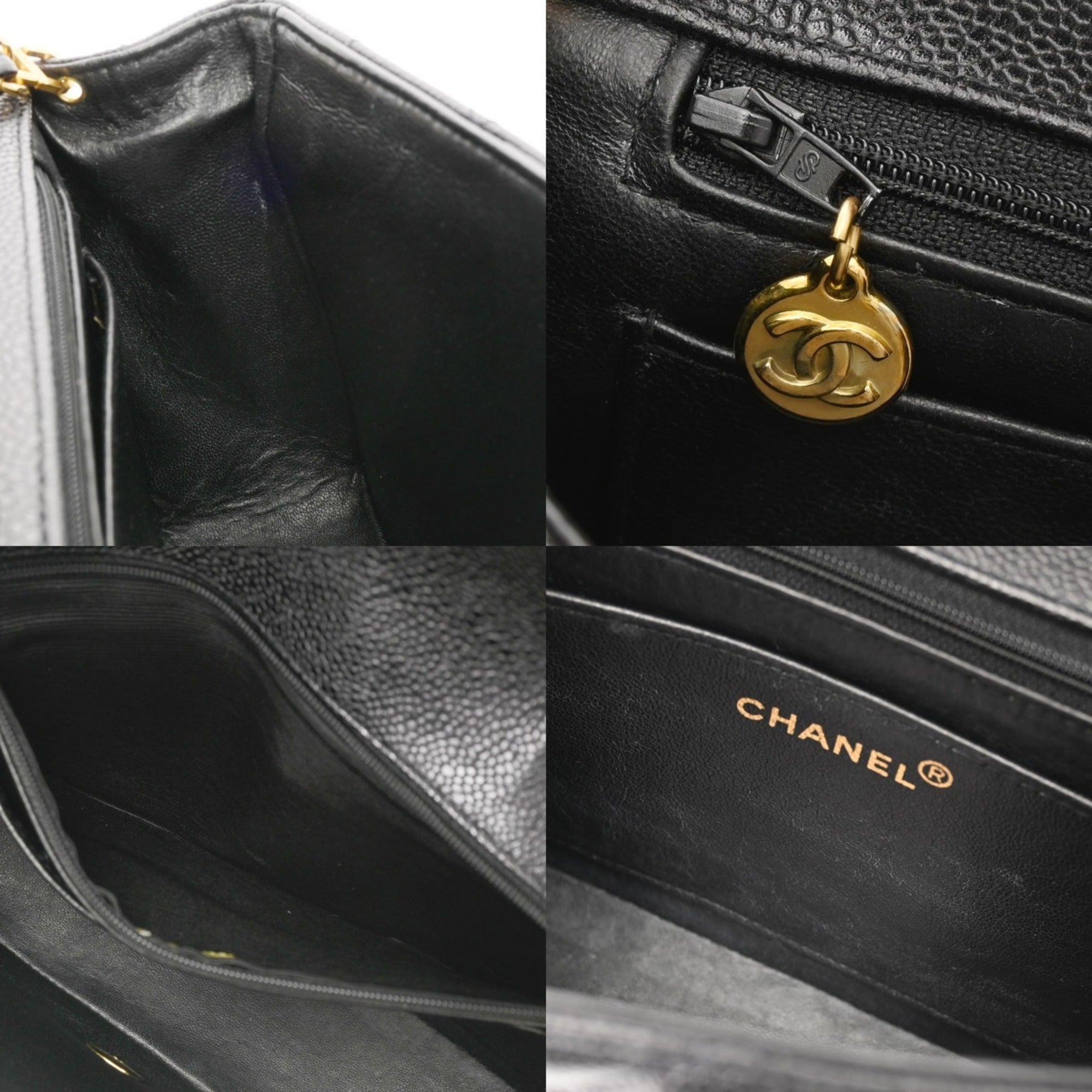 Chanel Black Grained Calfskin Shoulder Bag