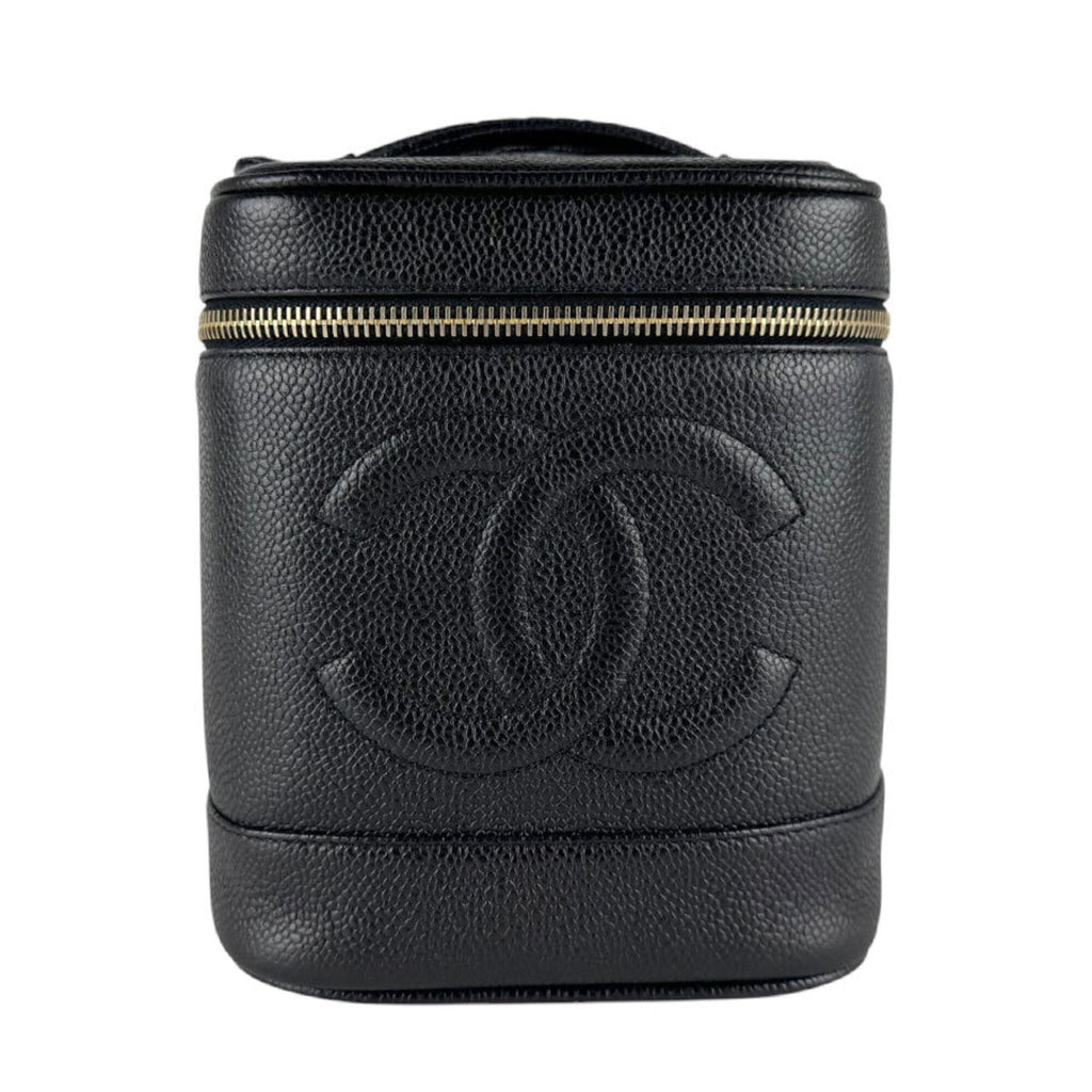 Chanel Black Grained Calfskin Handbag Vanity Bag