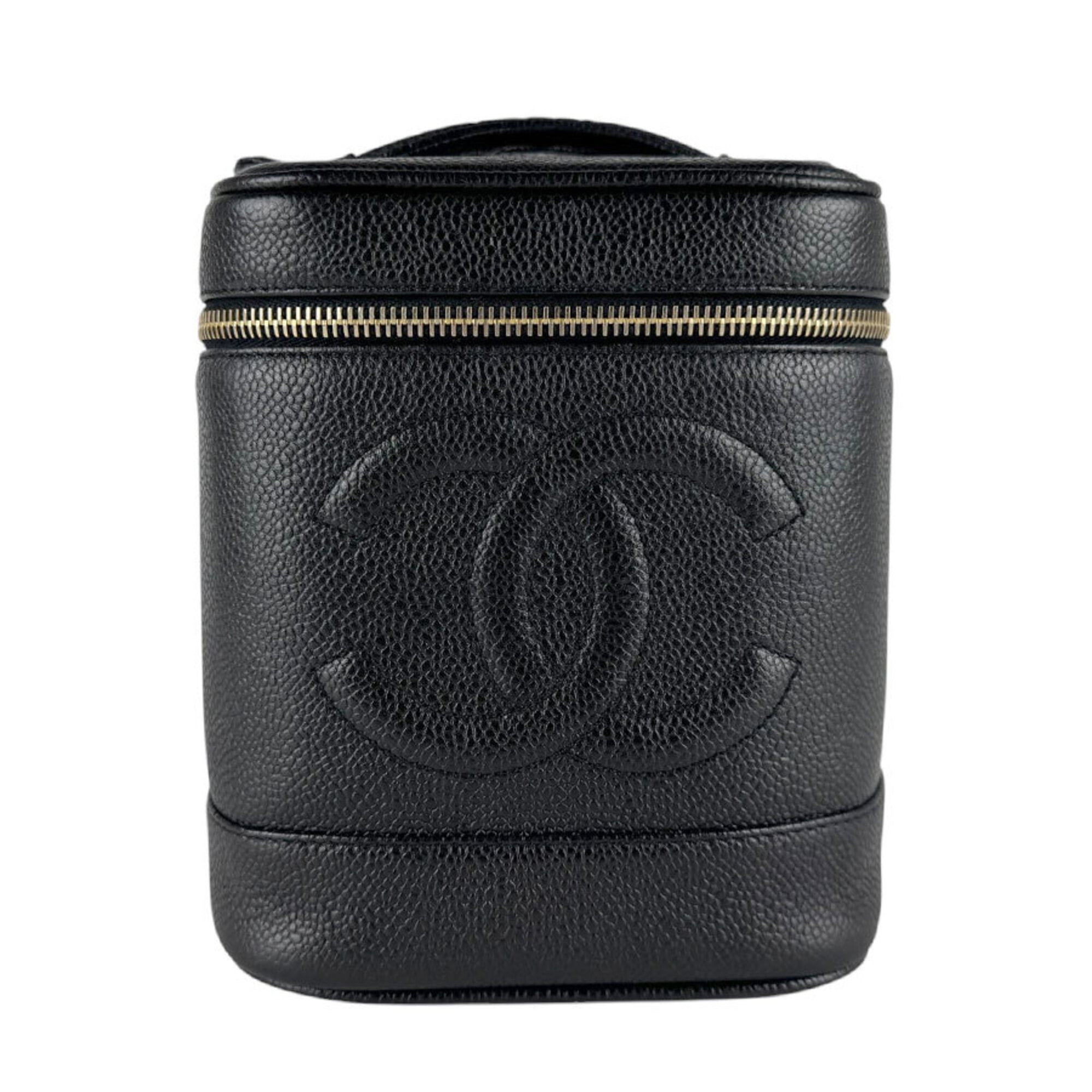 Chanel Black Grained Calfskin Handbag Vanity Bag