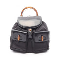 Gucci Black Nylon Leather Backpack Handbag (Pre-Owned)