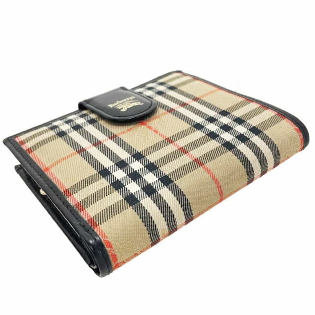 Burberry Beige Black Canvas Leather Wallet (Bi-Fold)
