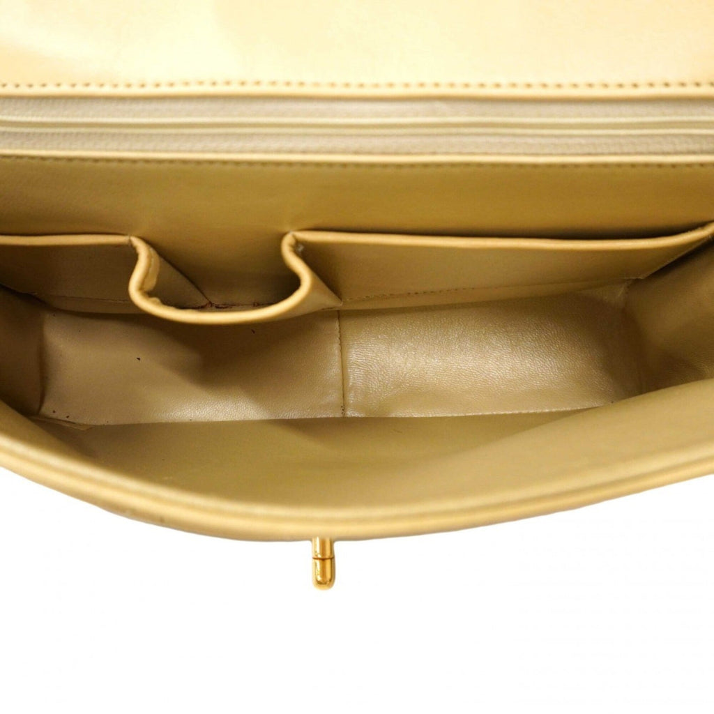 Chanel Beige Black Leather Shoulder Bag