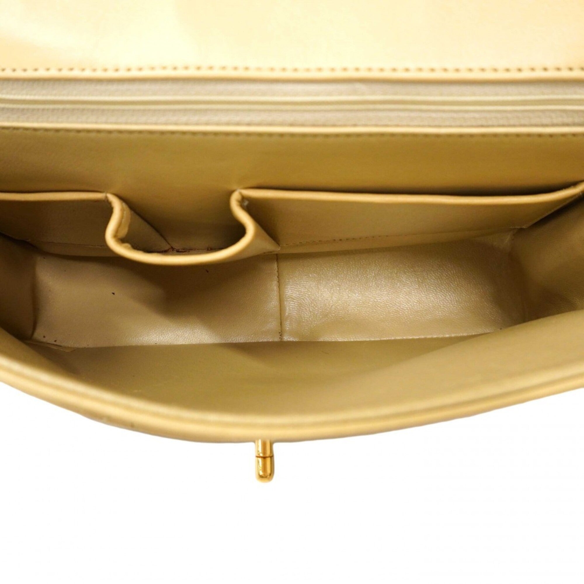 Chanel Beige Black Leather Shoulder Bag