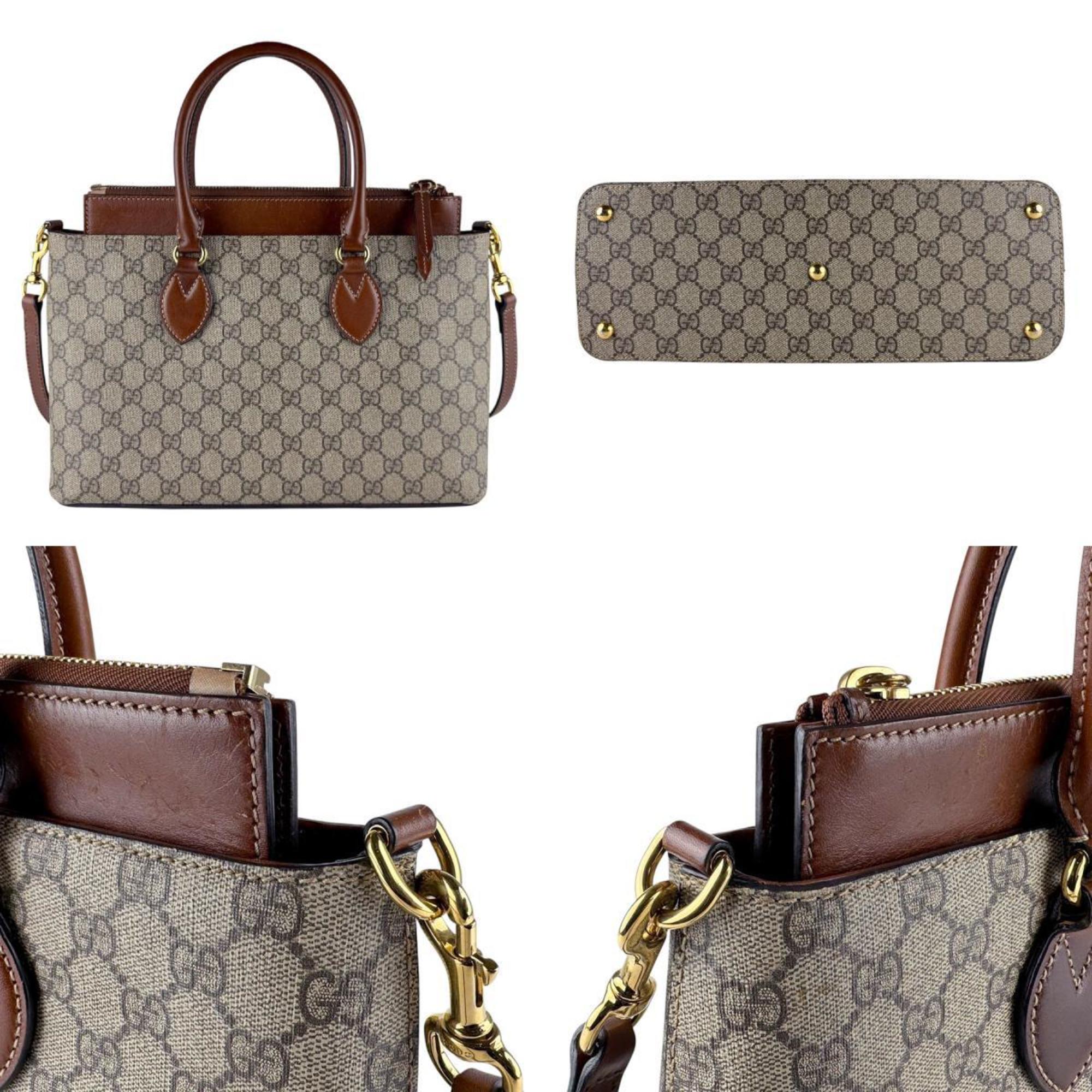 Gucci Brown Gg Supreme Handbag Shoulder Bag (Pre-Owned)