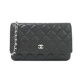 Chanel Black Bordeaux Grained Calfskin Chain/Shoulder Wallet