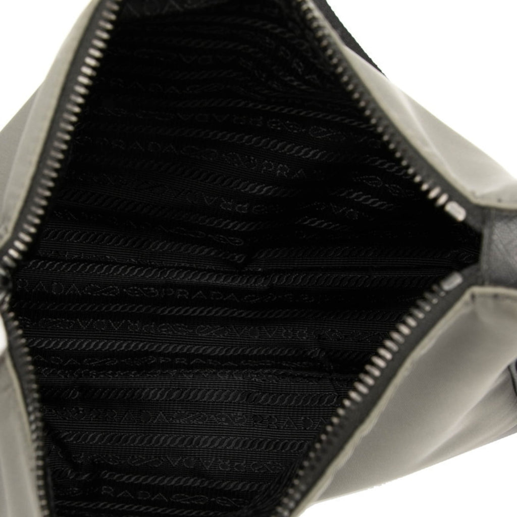 Prada Black Gray Nylon Leather Shoulder Bag