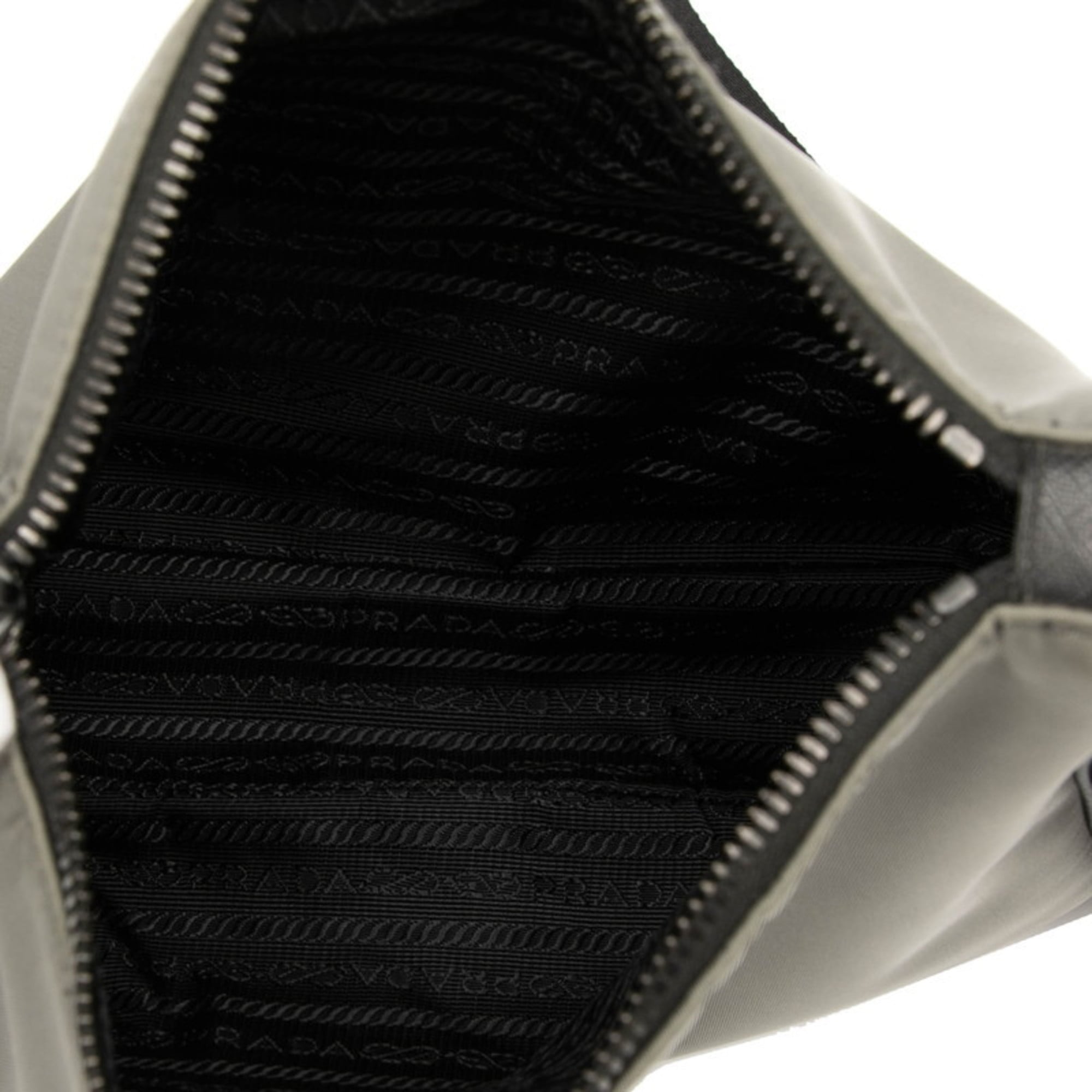 Prada Black Gray Nylon Leather Shoulder Bag