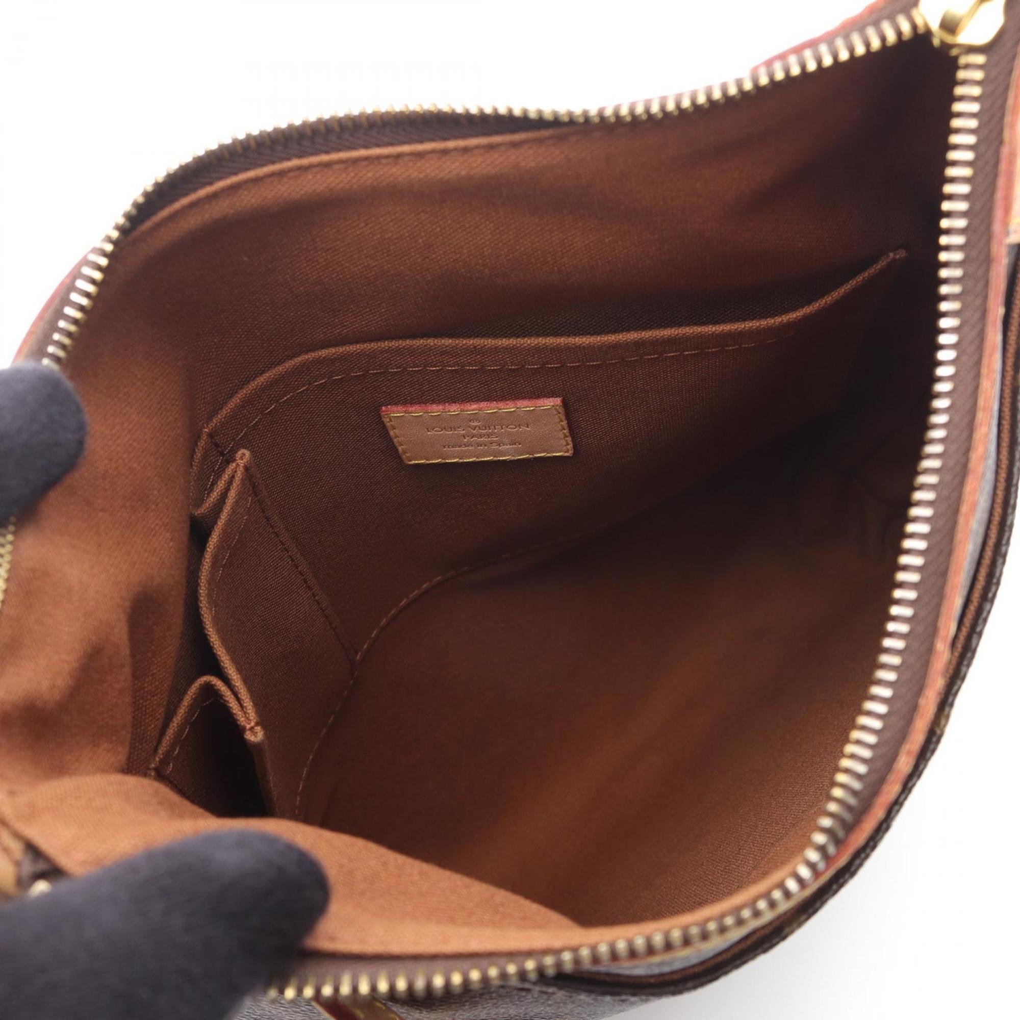Louis Vuitton Brown Coated Canvas Leather Shoulder Bag
