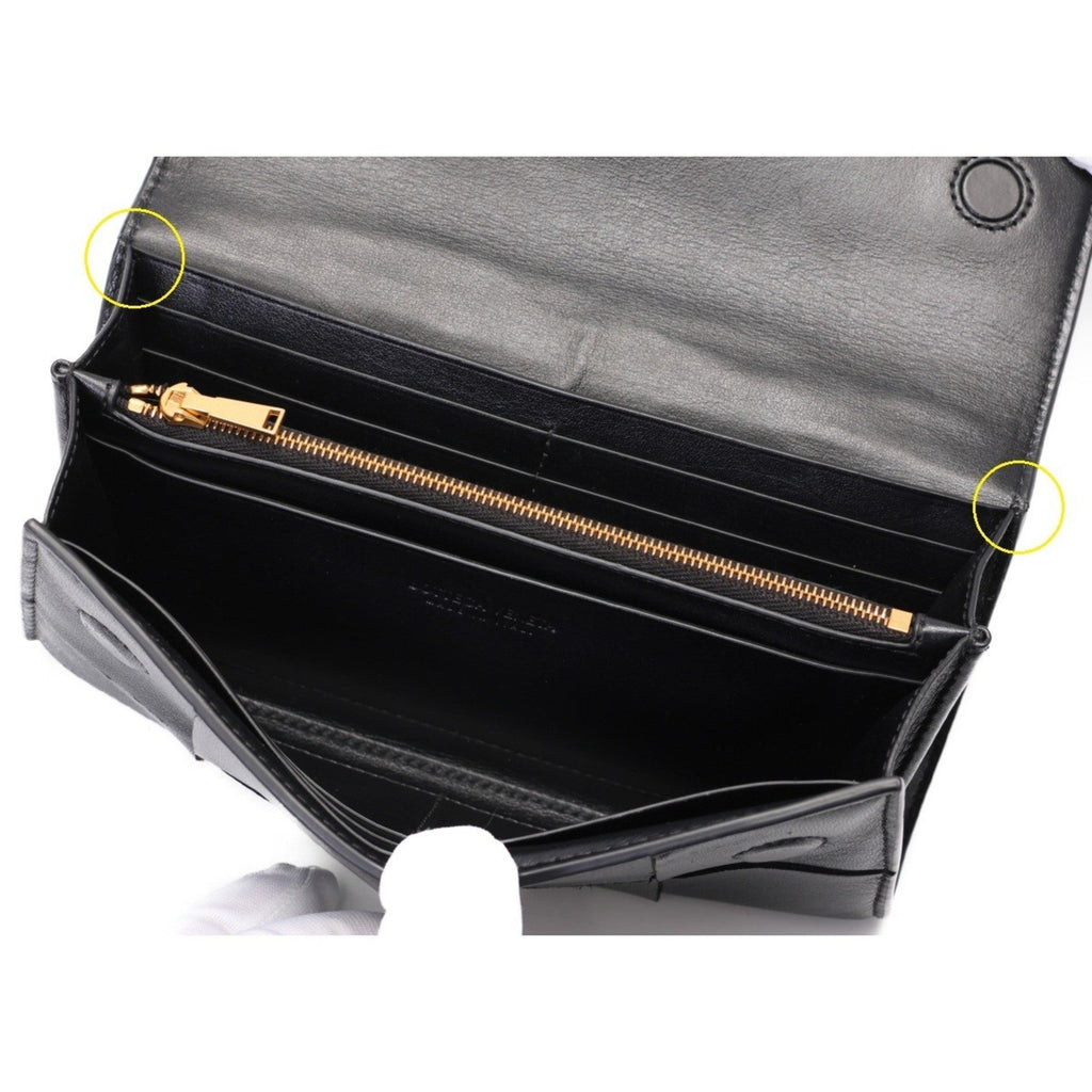 Bottega Veneta Black Leather Long Wallet (Bi-Fold)