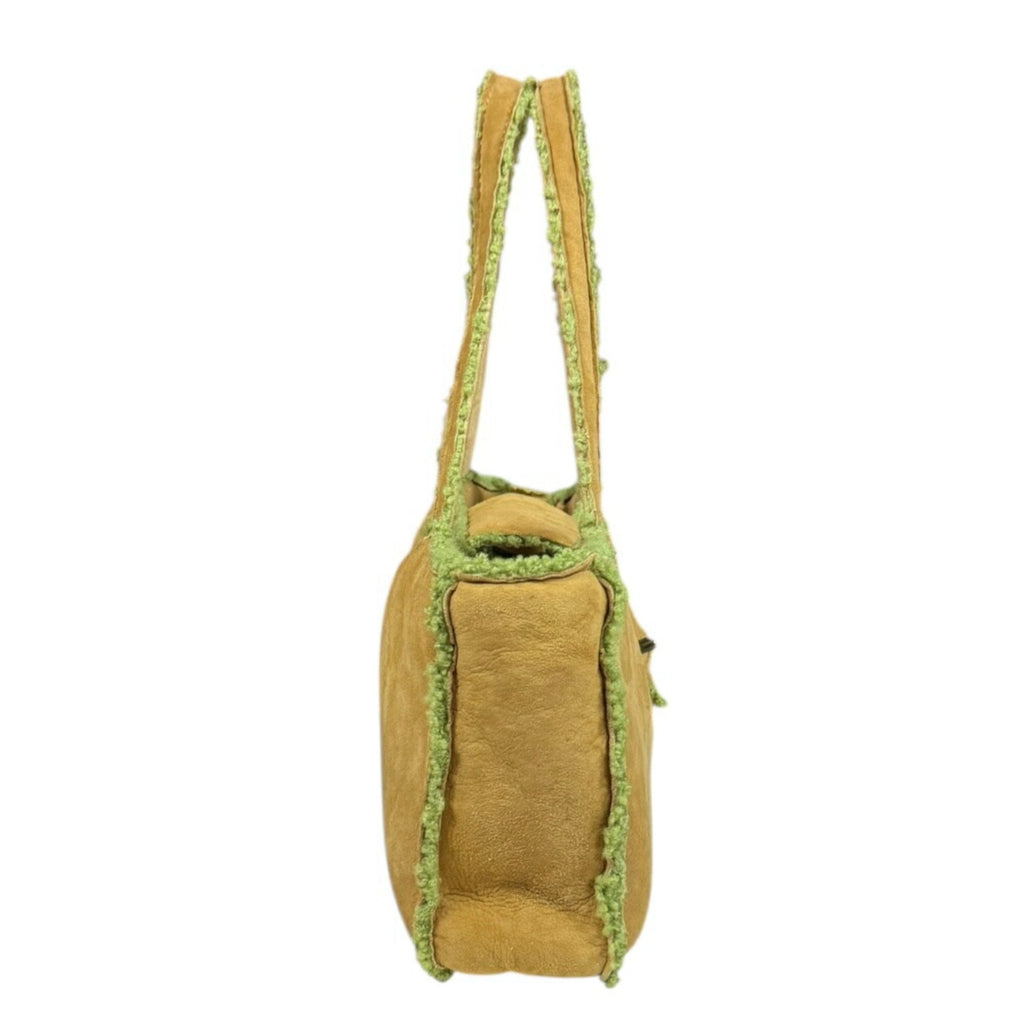 Chanel Mouton Brown Green Leather Handbag