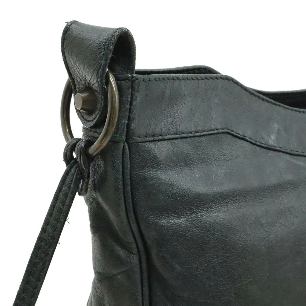 Balenciaga Hip Dark Green Leather Pochette Shoulder