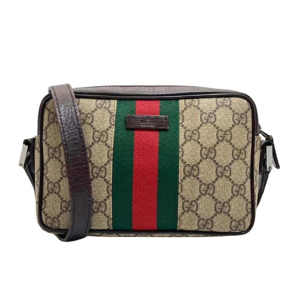 Gucci Beige Brown Gg Supreme Canvas Shoulder Bag (Pre-Owned)