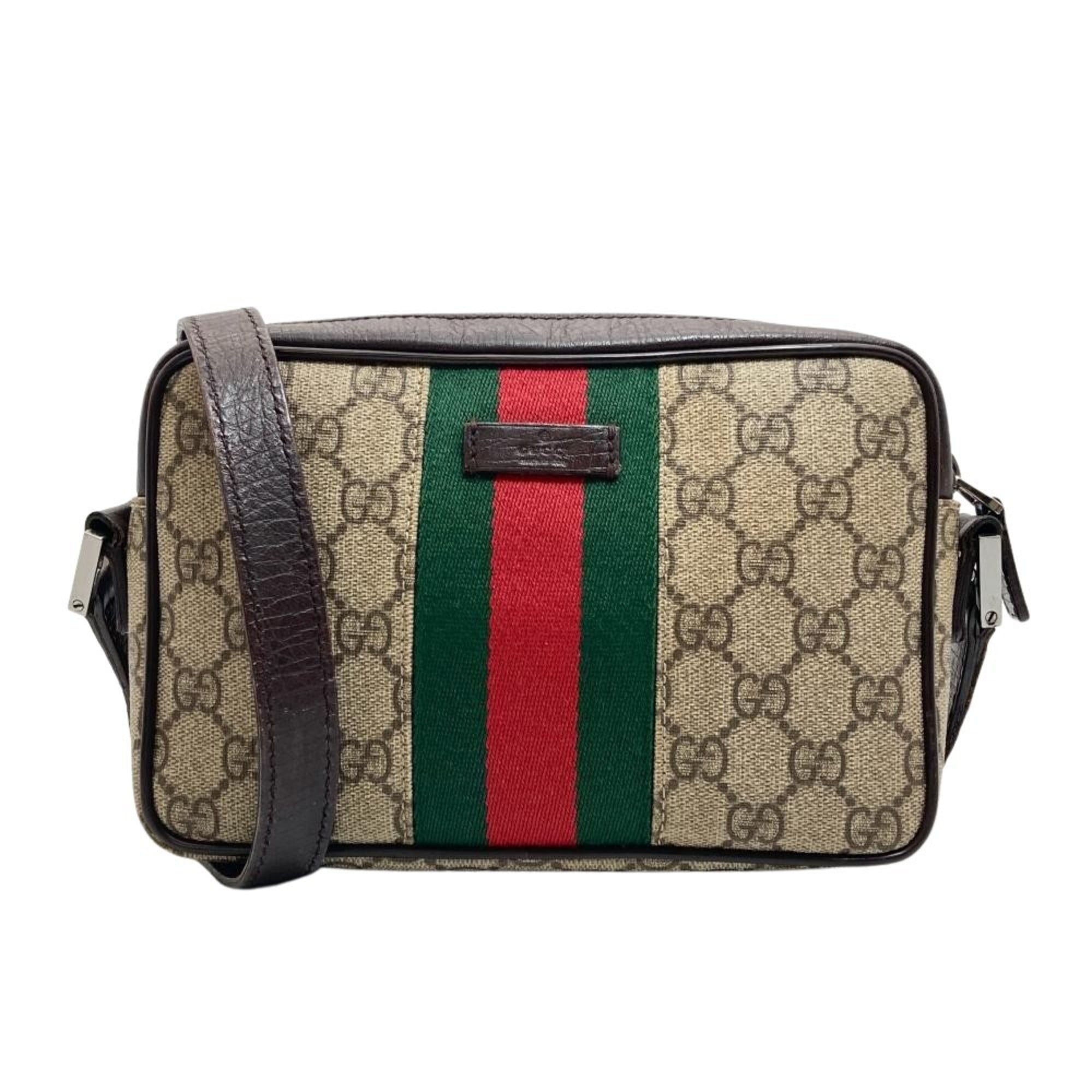 Gucci Beige Brown Gg Supreme Canvas Shoulder Bag (Pre-Owned)