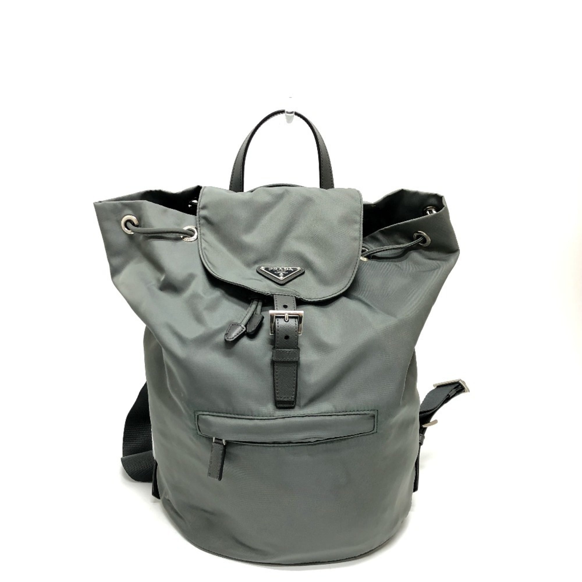 Prada Gray Leather Backpack