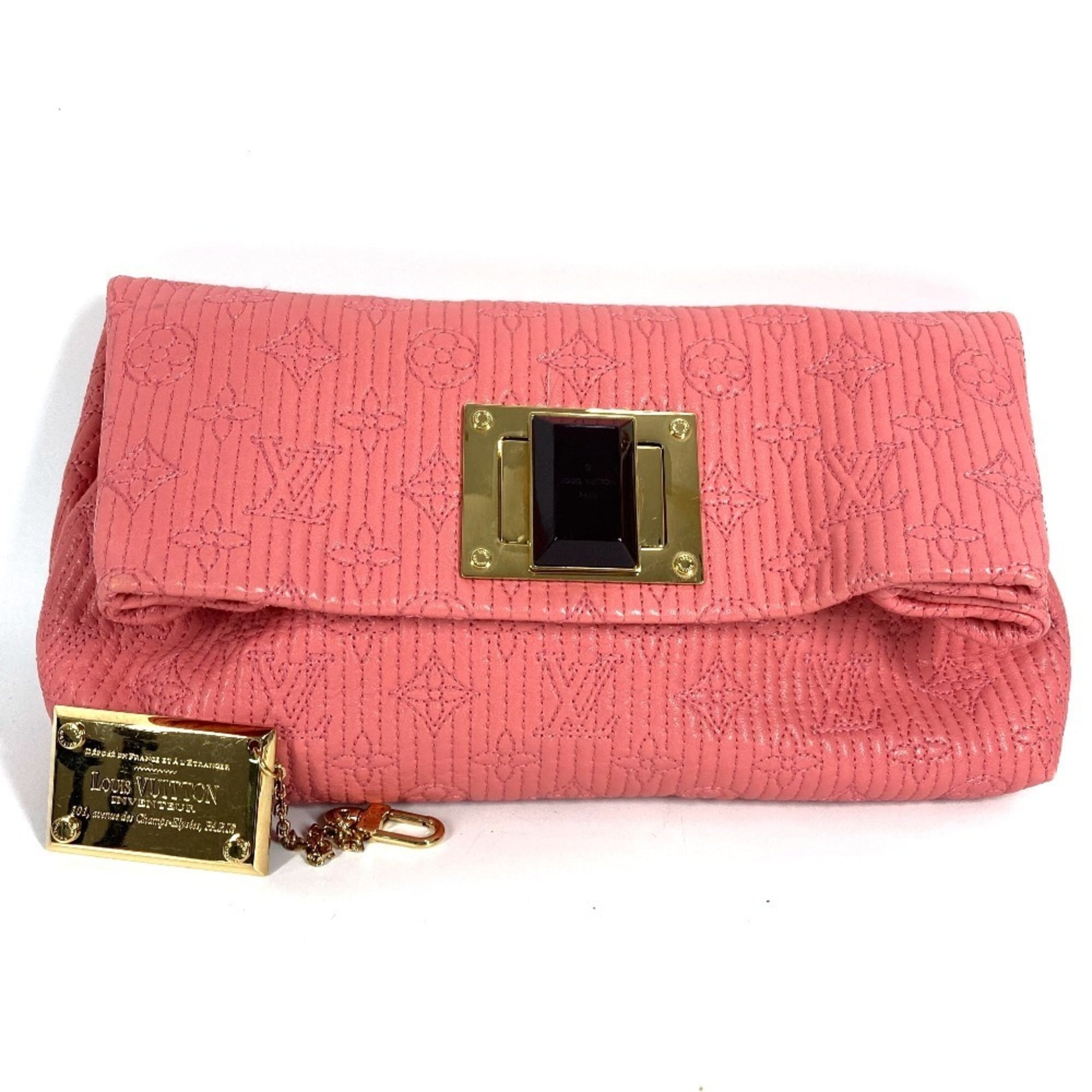 Louis Vuitton Pink Rose Leather Clutch Bag