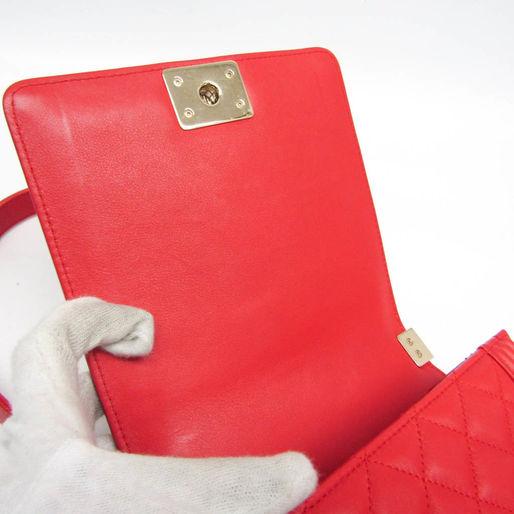 Chanel Boy Chanel Red Color Leather Shoulder Bag