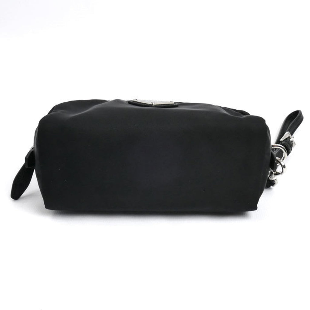 Prada Black Leather Nylon Pouch