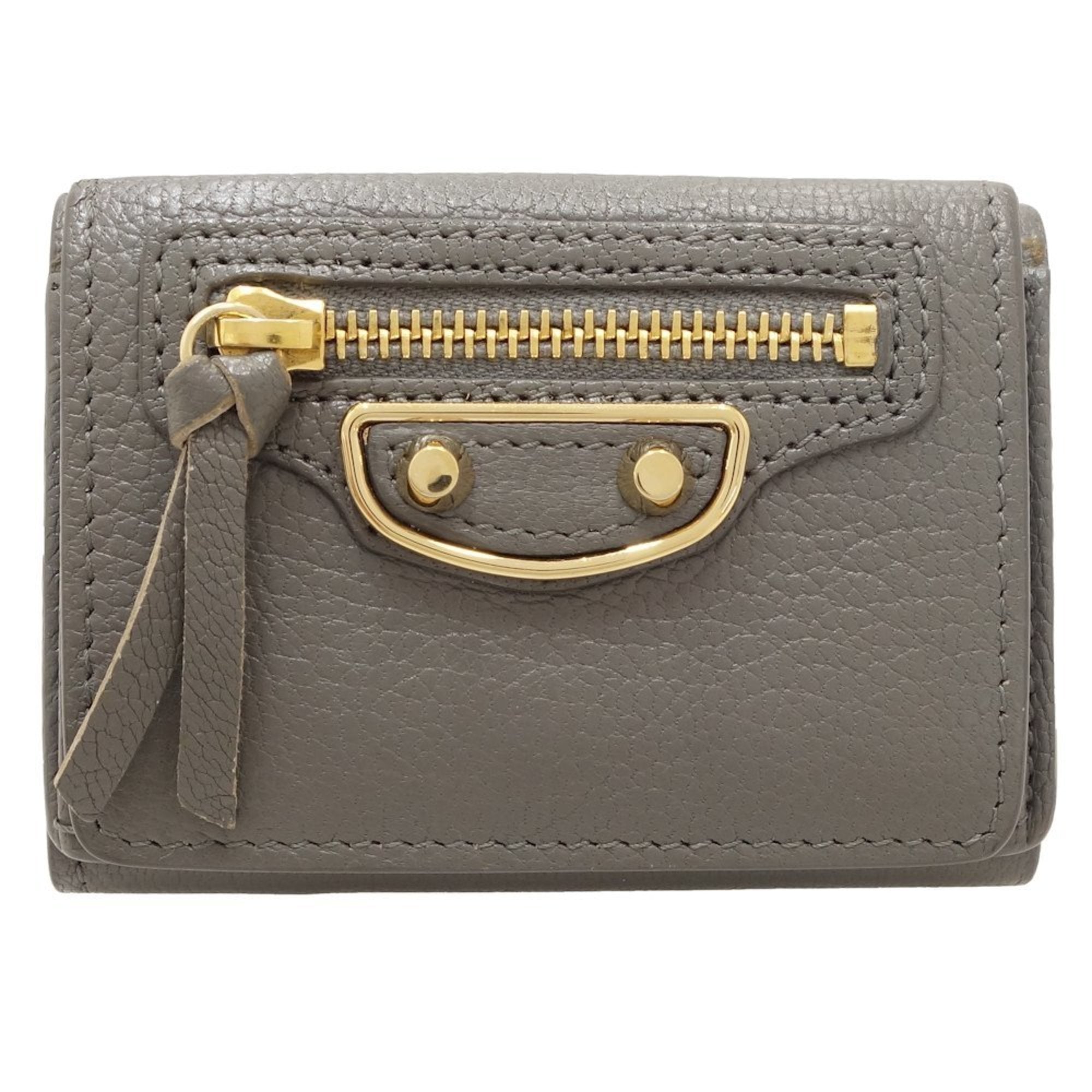 Balenciaga Gray Leather Wallet (Tri-Fold)