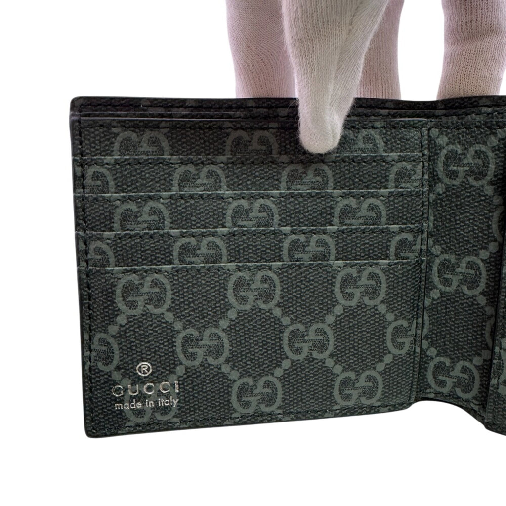 Gucci Black Gray Leather Pvc Wallet (Bi-Fold) (Pre-Owned)