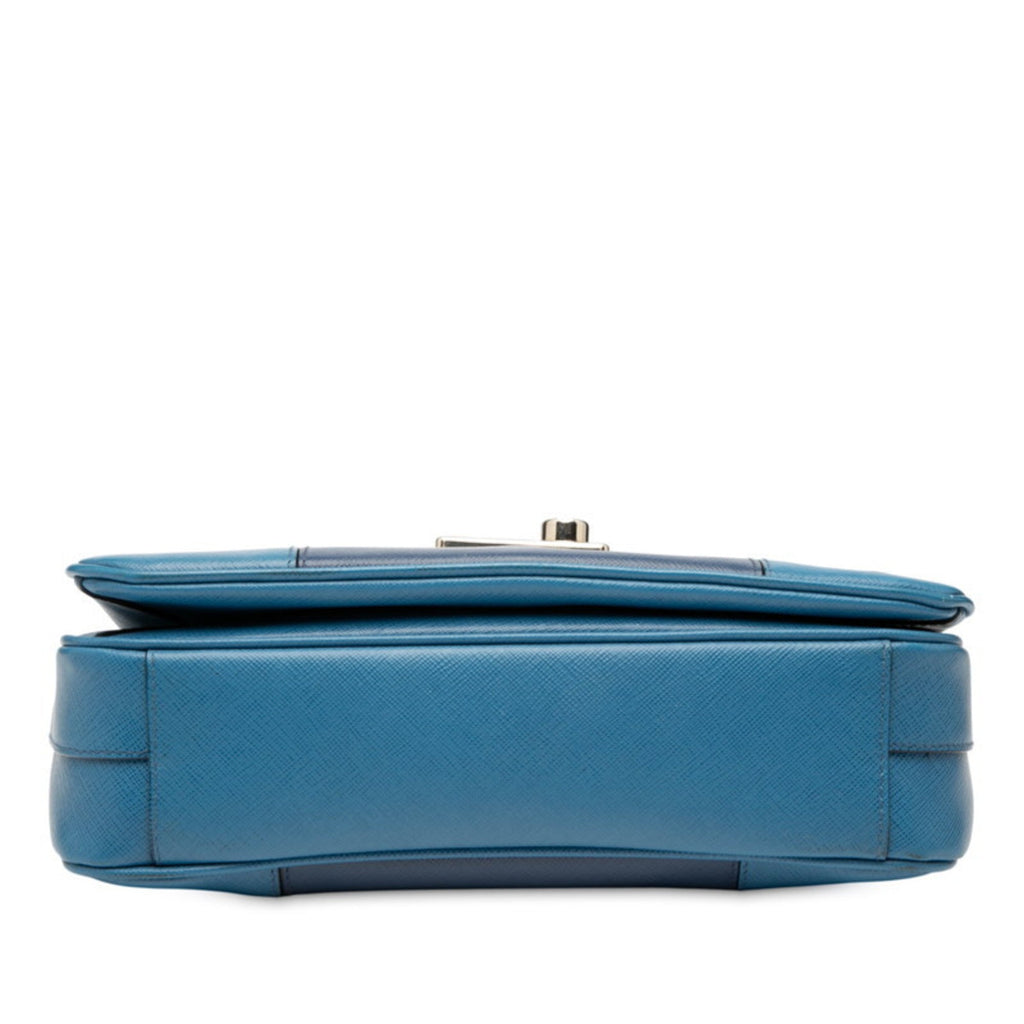 Prada Blue Leather Handbag Shoulder Bag