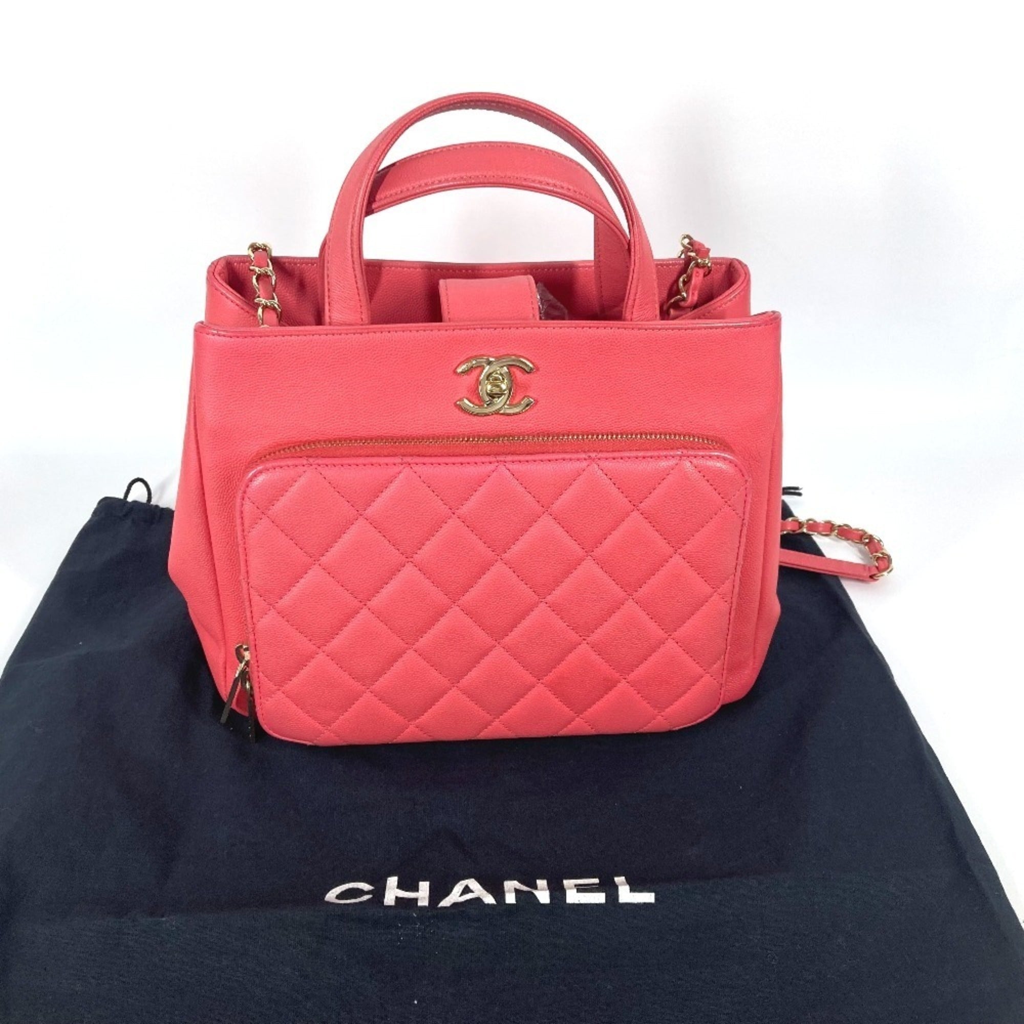 Chanel Pink Grained Calfskin Shoulder Bag Tote Bag