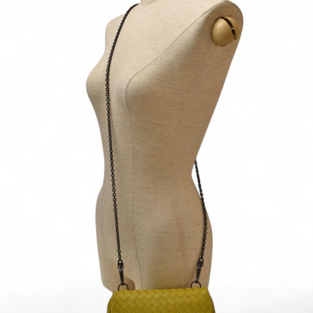 Bottega Veneta Mustard Leather Clutch Bag Shoulder Bag
