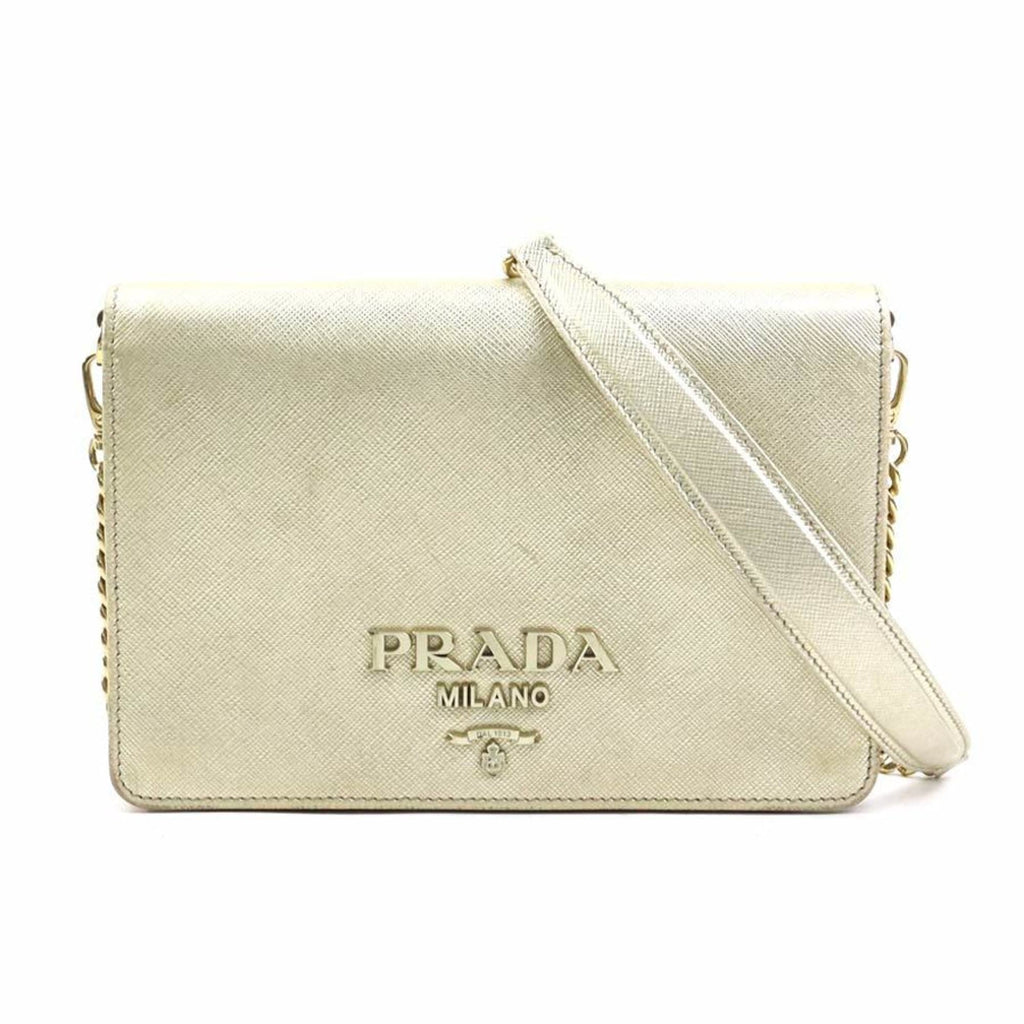 Prada Gold Leather Shoulder Bag